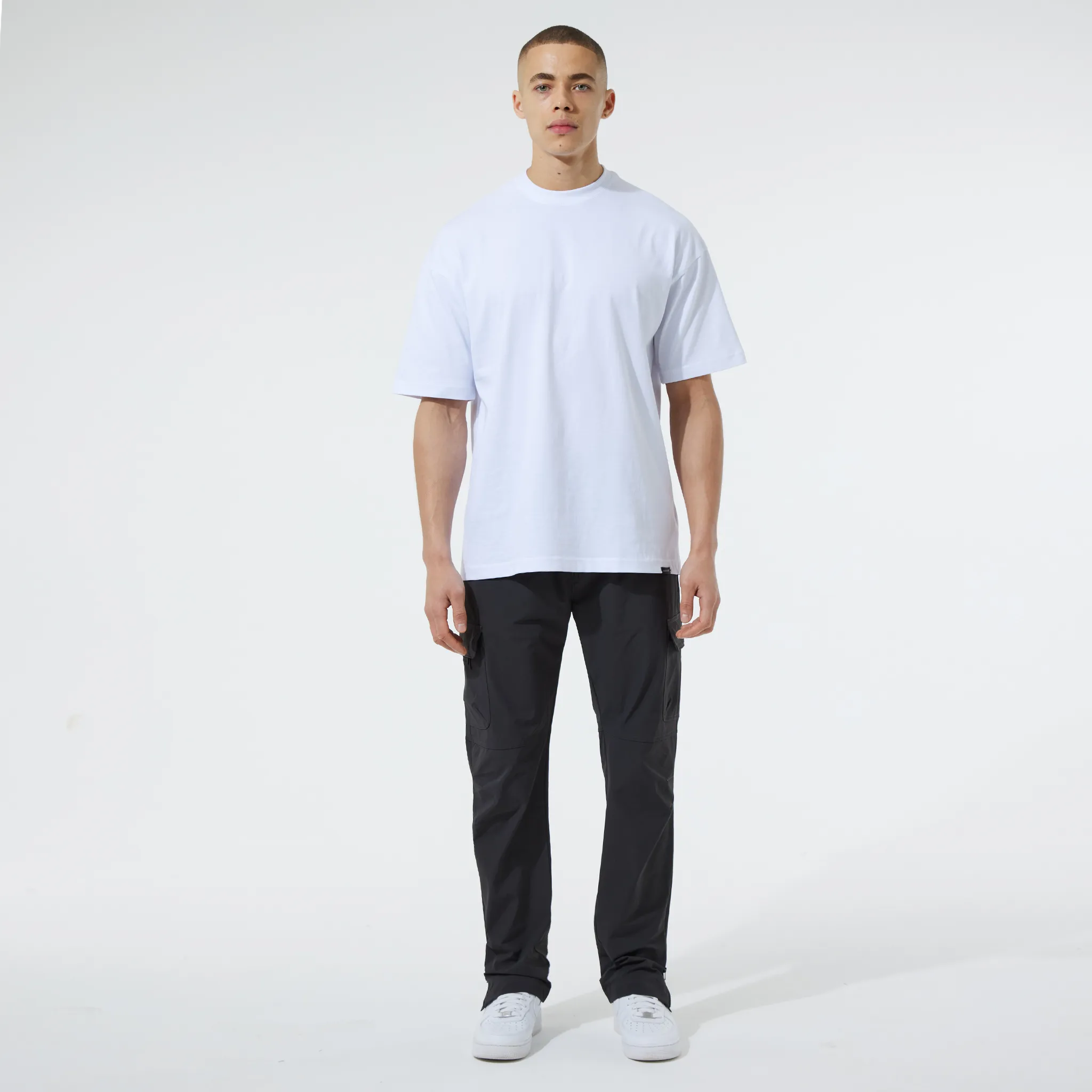 Straight Split Cargo Pant | Charcoal