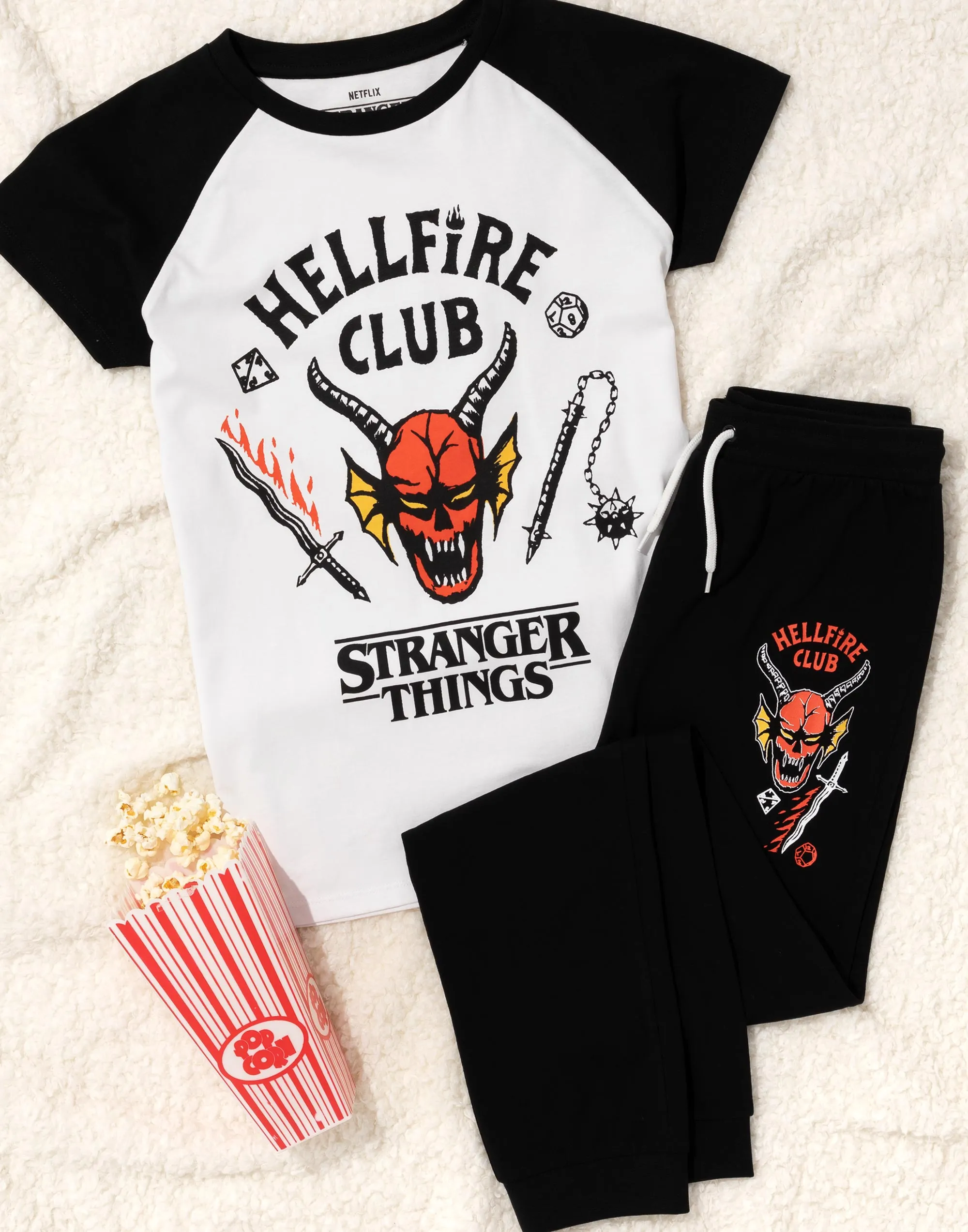 Stranger Things Hellfire Club Kids Unisex T-Shirt Trousers Pyjamas