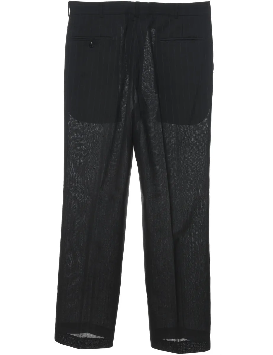 Striped Pattern Black Sheer Trousers - W34 L32