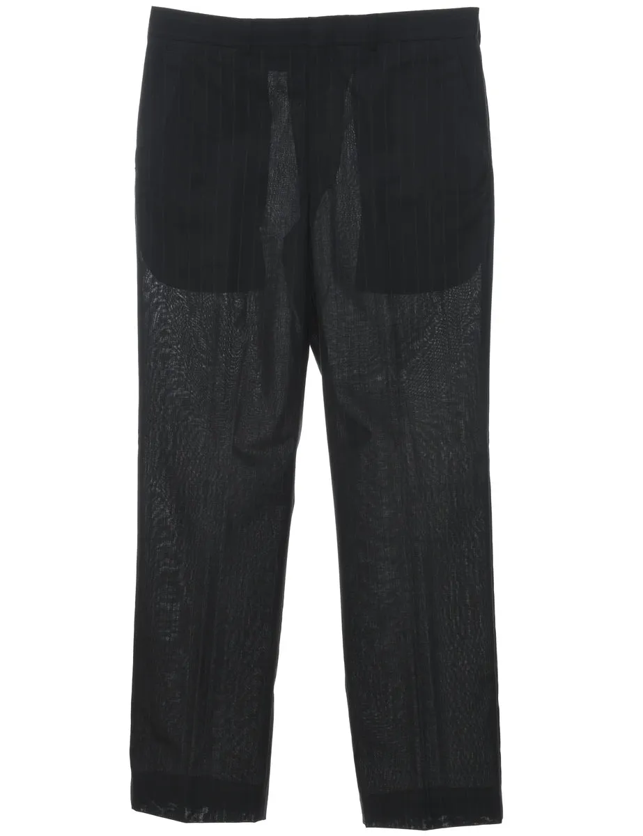 Striped Pattern Black Sheer Trousers - W34 L32