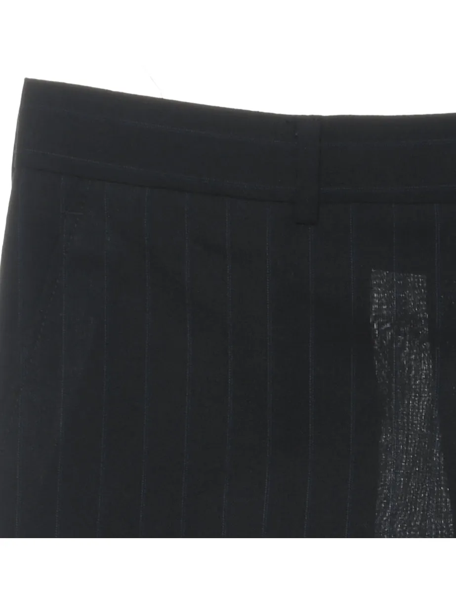 Striped Pattern Black Sheer Trousers - W34 L32