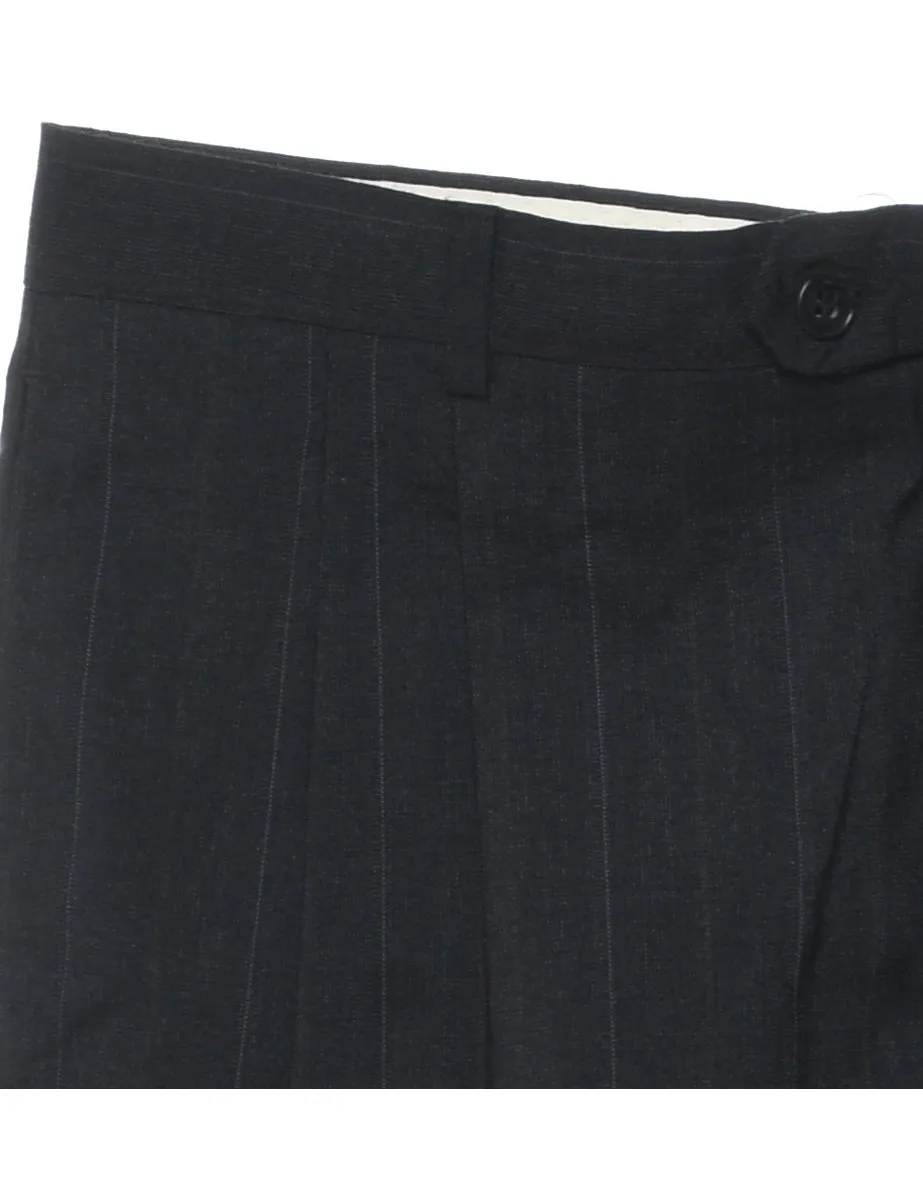 Striped Pattern Black Tapered Trousers - W32 L29