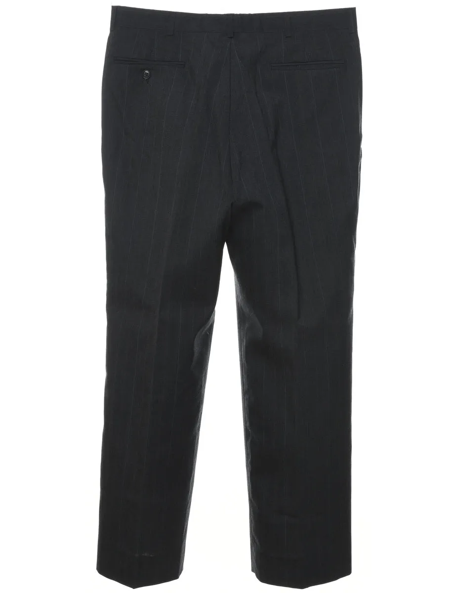 Striped Pattern Black Tapered Trousers - W32 L29