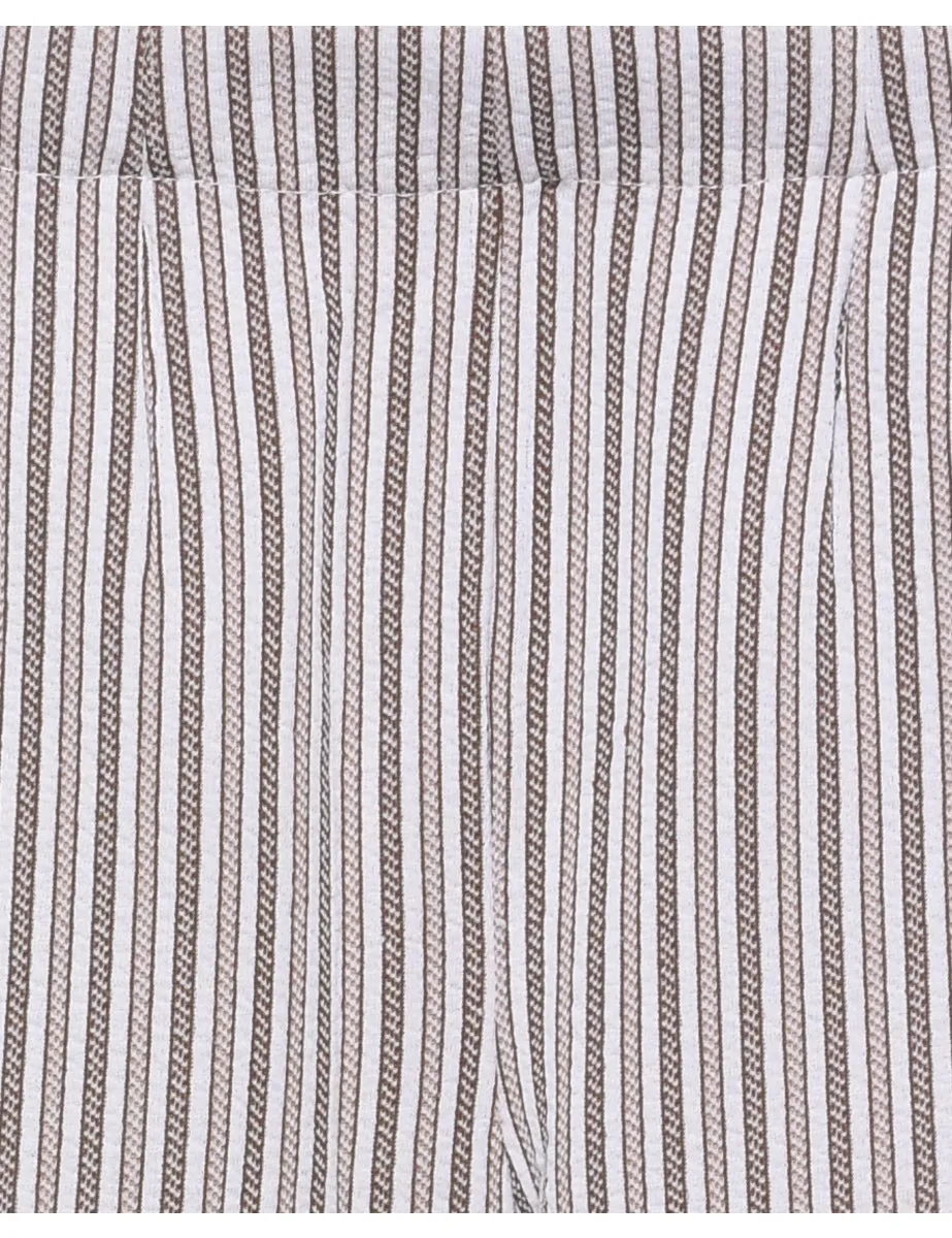 Striped Pattern Grey & Off-White Trousers - W27 L29