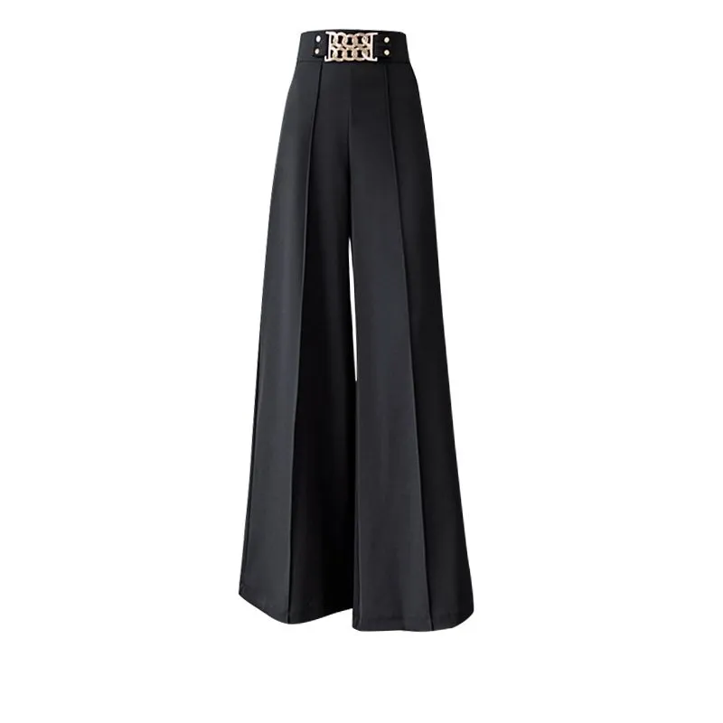 Stylish Steel-Infused High-Waisted Women's Trousers