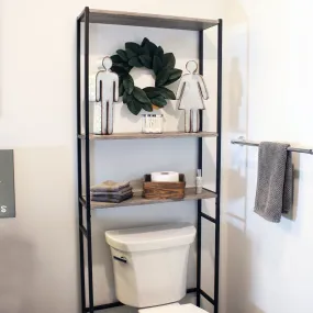 Sunnydaze 3-Tier Black Over-the-Toilet Storage Shelf - 71"