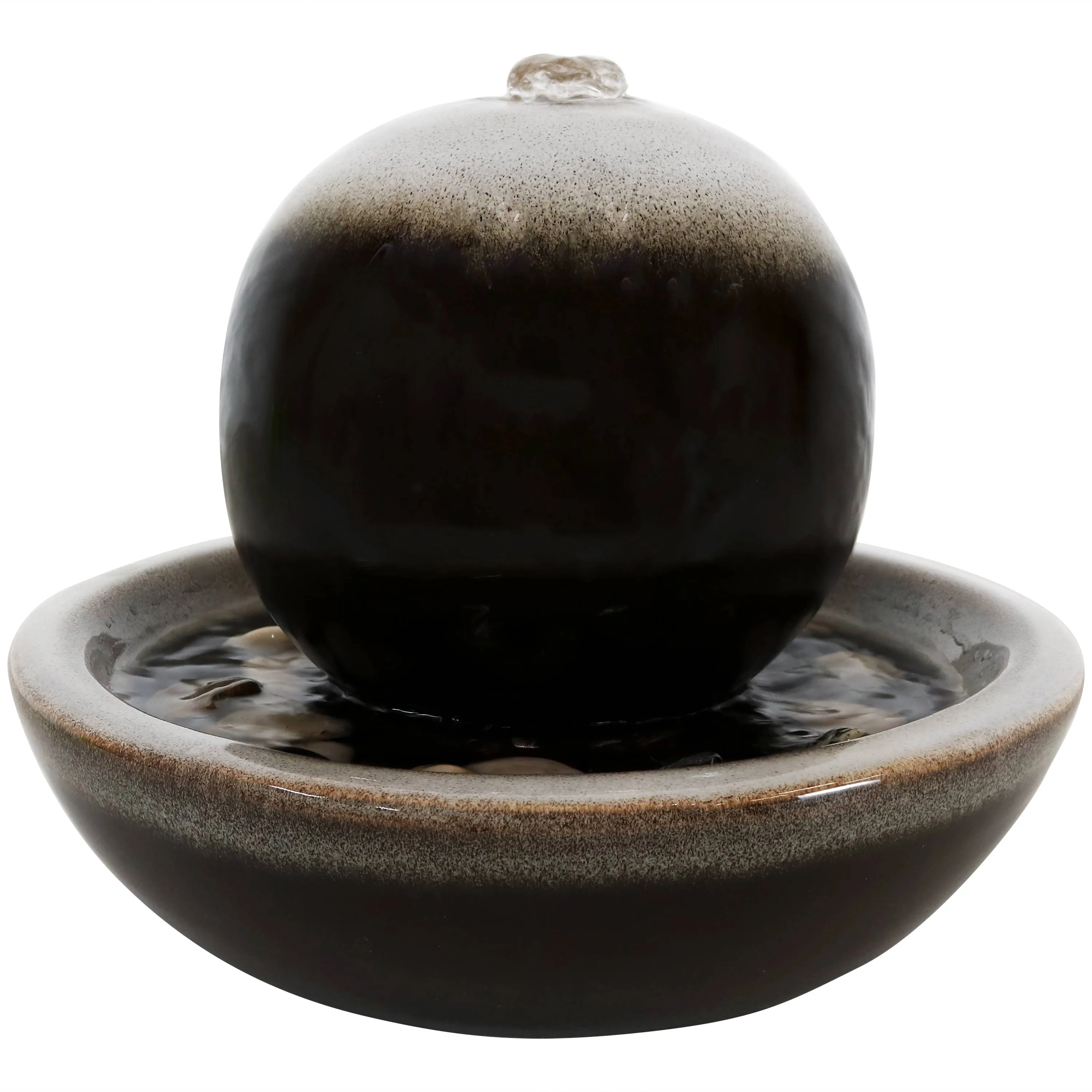 Sunnydaze Ceramic Tabletop Water Fountain with Modern Orb Design - 7"