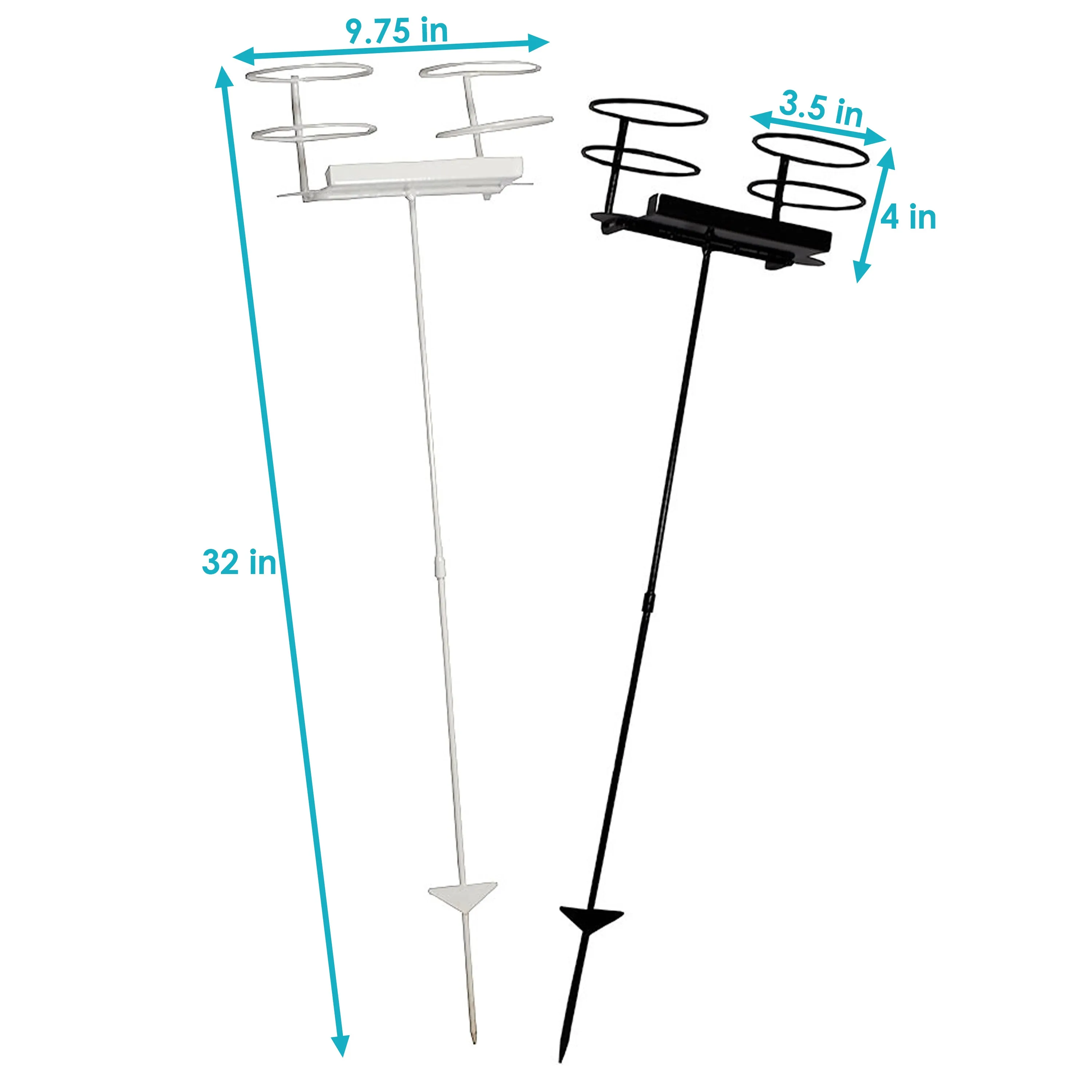 Sunnydaze Dual Outdoor Beverage Drink Holder Stakes - Set of 2