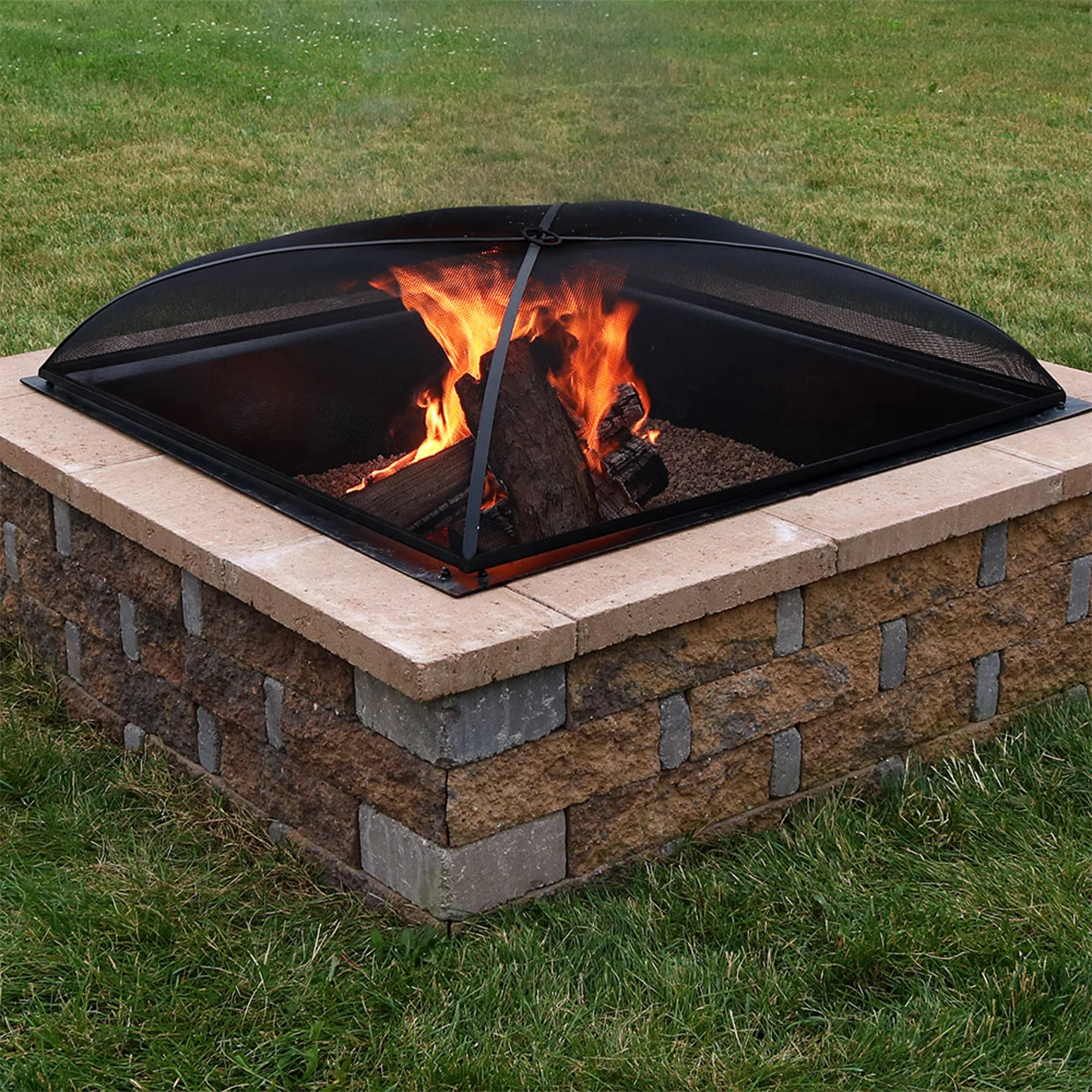 Sunnydaze Heavy-Duty Steel Square Fire Pit Spark Screen