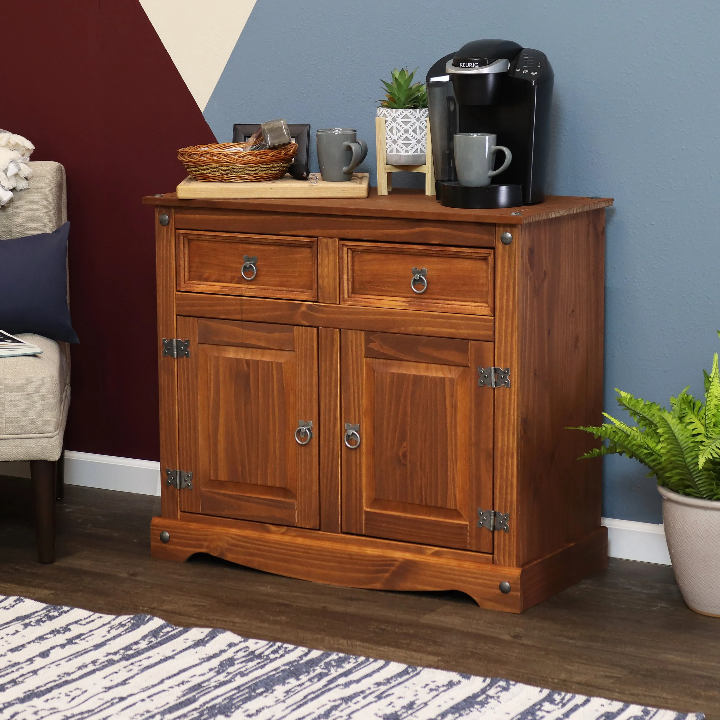 Sunnydaze Kitchen Sideboard Cabinet with 2 Drawers and 2 Doors - 31.5" H