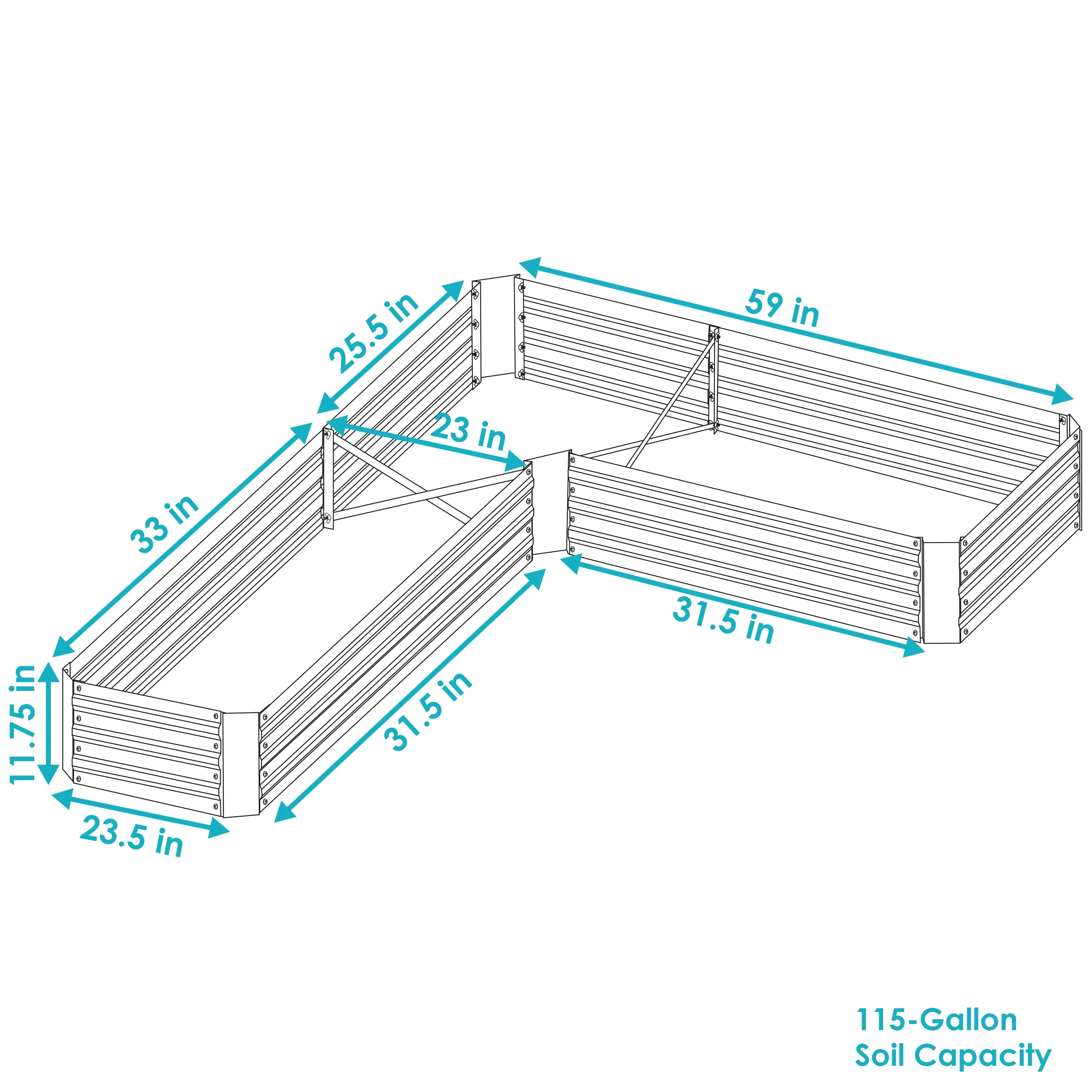 Sunnydaze L-Shaped Galvanized Steel Raised Garden Bed