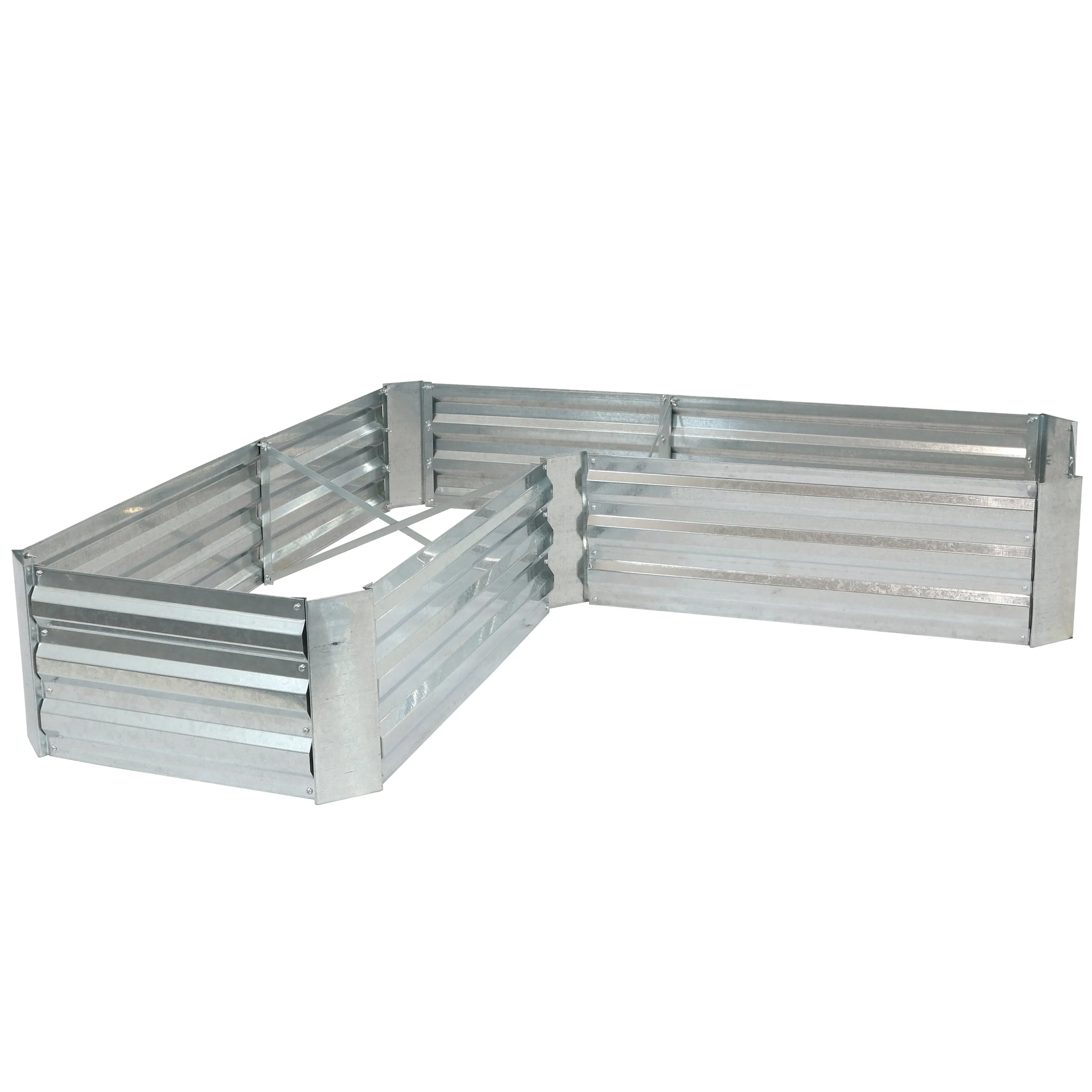 Sunnydaze L-Shaped Galvanized Steel Raised Garden Bed