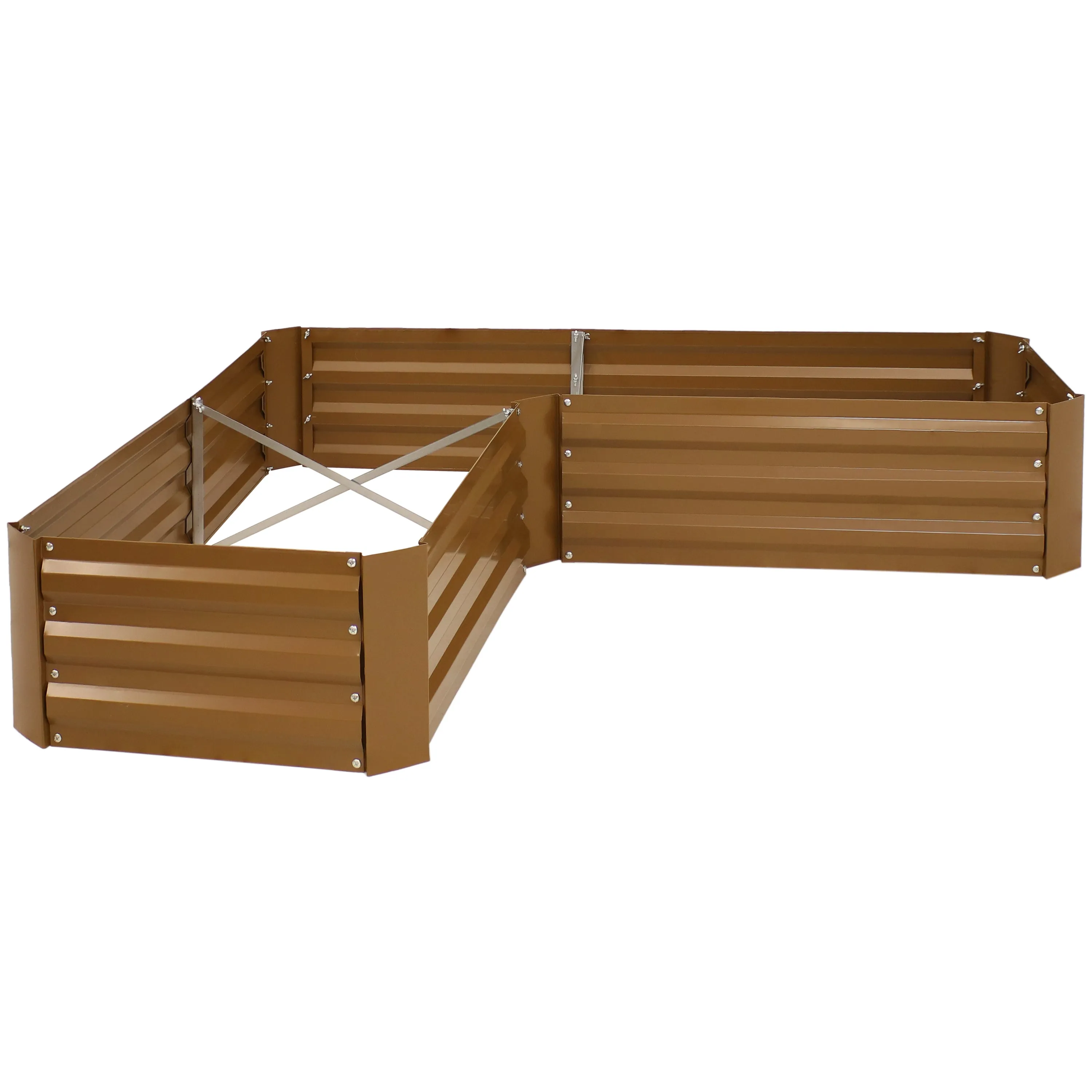 Sunnydaze L-Shaped Galvanized Steel Raised Garden Bed