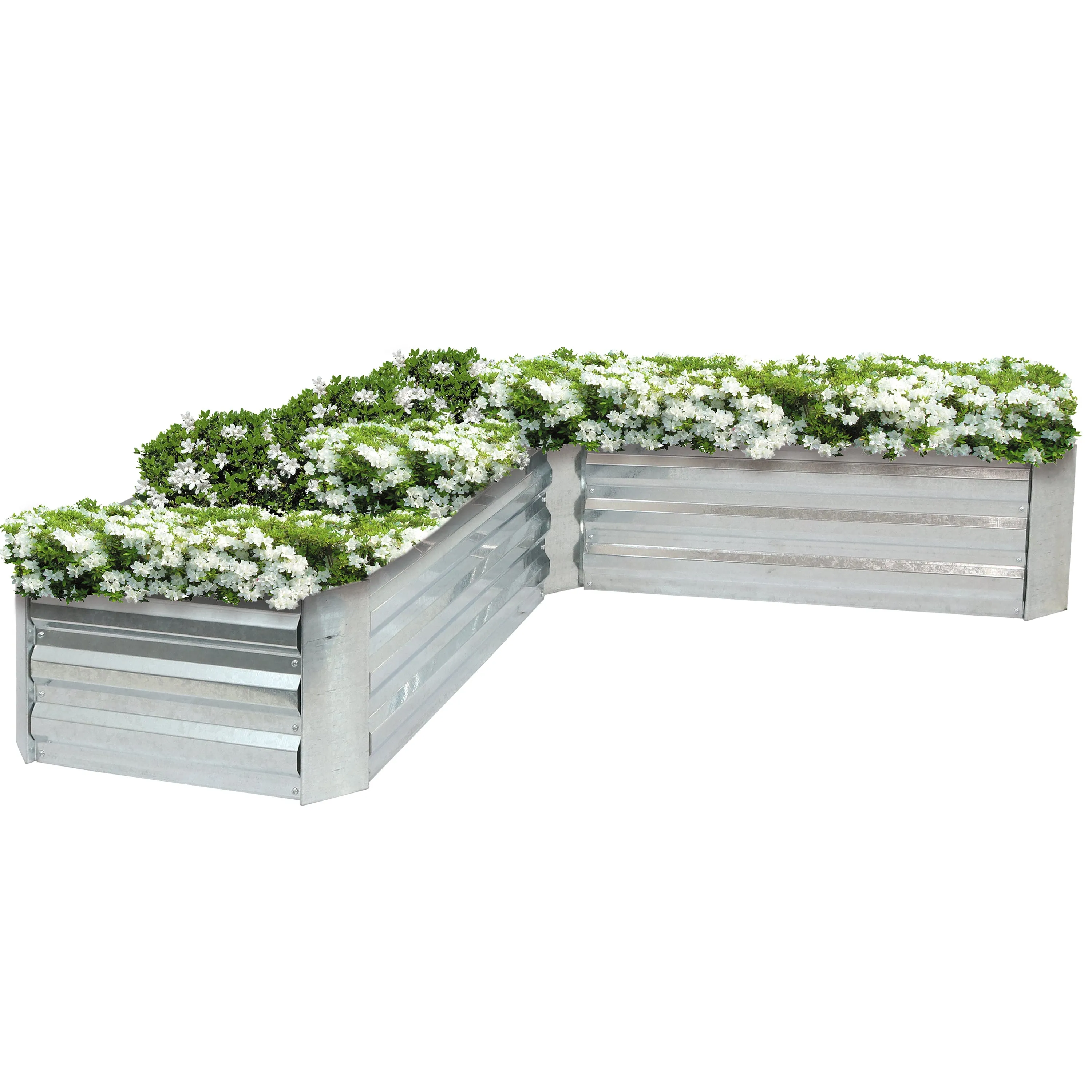 Sunnydaze L-Shaped Galvanized Steel Raised Garden Bed