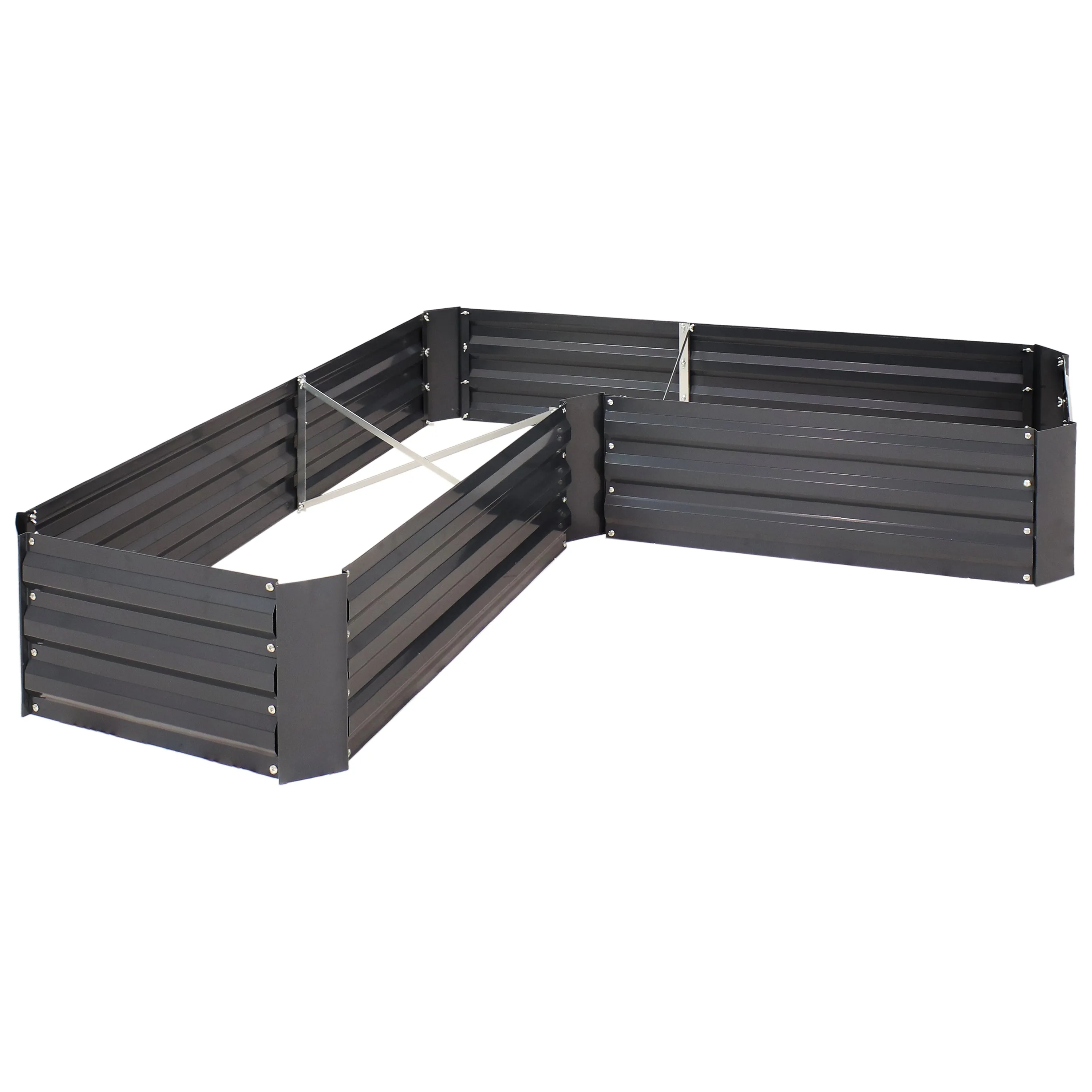 Sunnydaze L-Shaped Galvanized Steel Raised Garden Bed