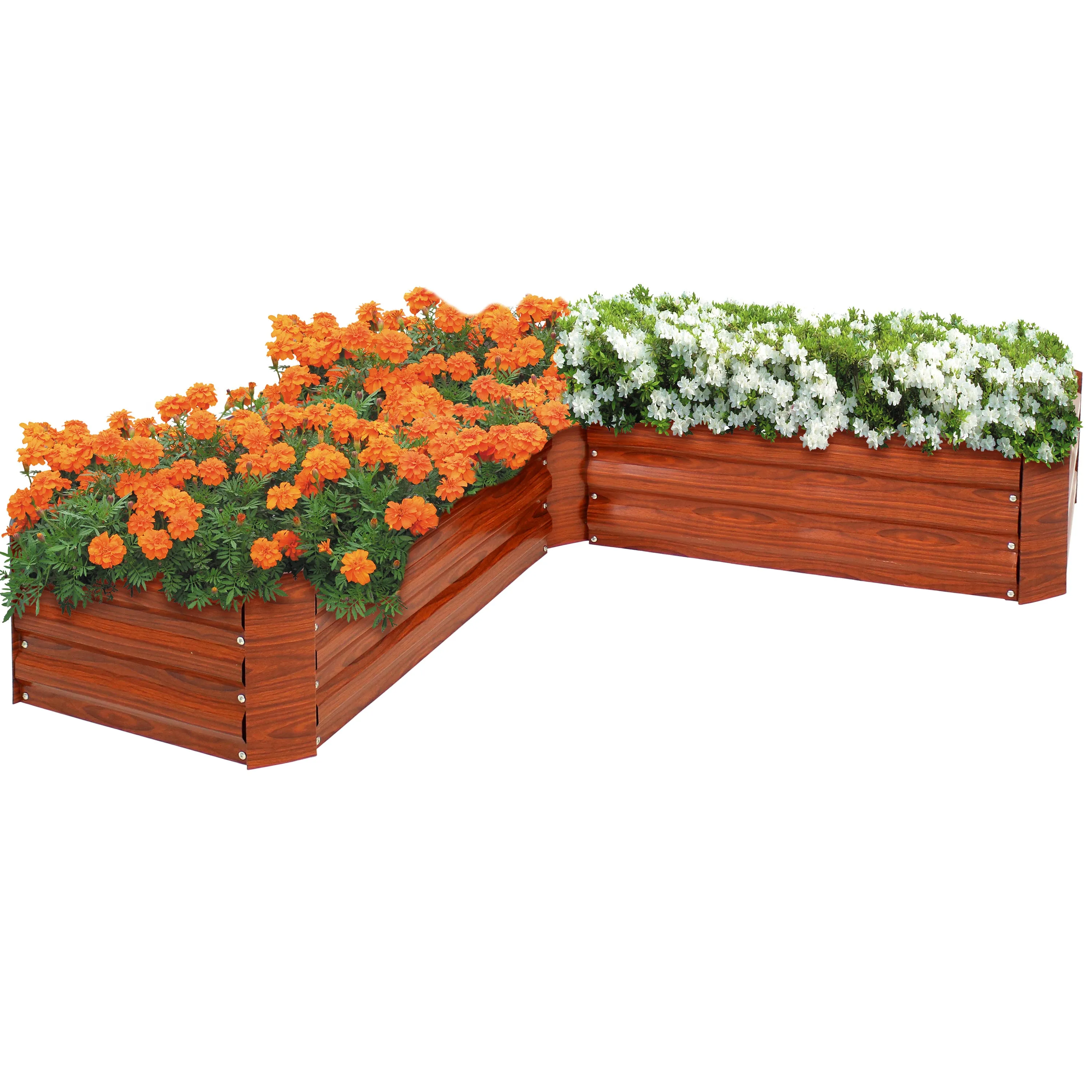 Sunnydaze L-Shaped Galvanized Steel Raised Garden Bed