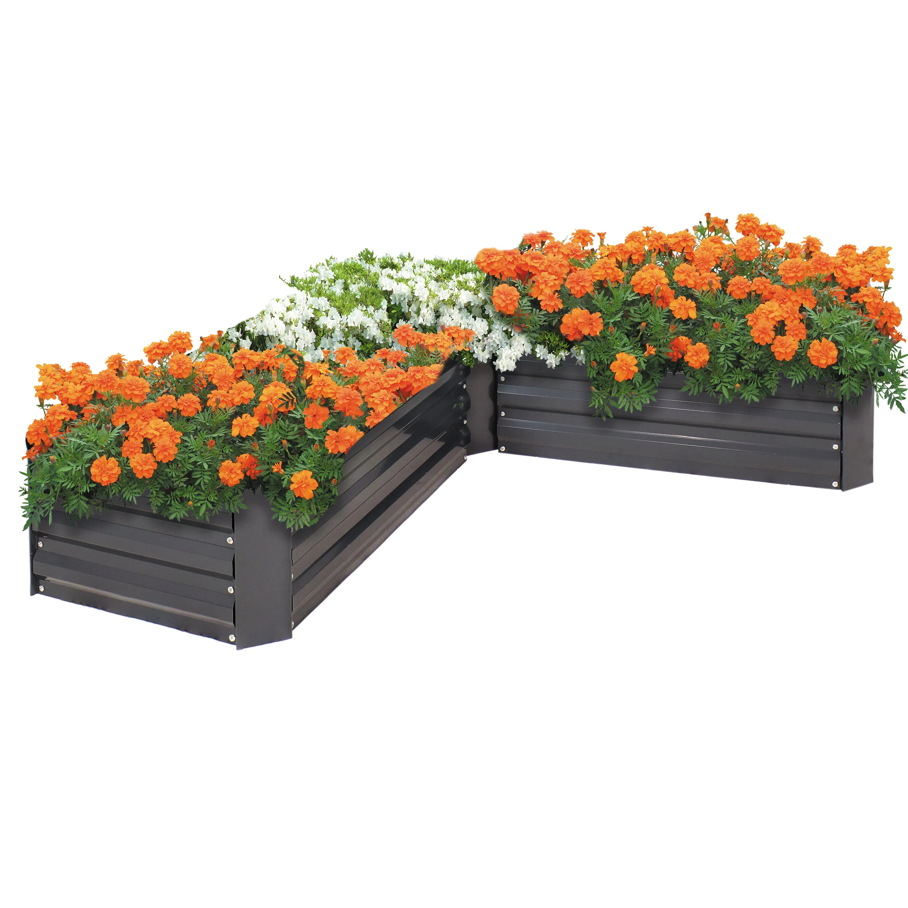 Sunnydaze L-Shaped Galvanized Steel Raised Garden Bed