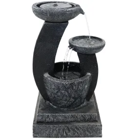 Sunnydaze Modern Cascading Bowls Solar Fountain with Battery Backup