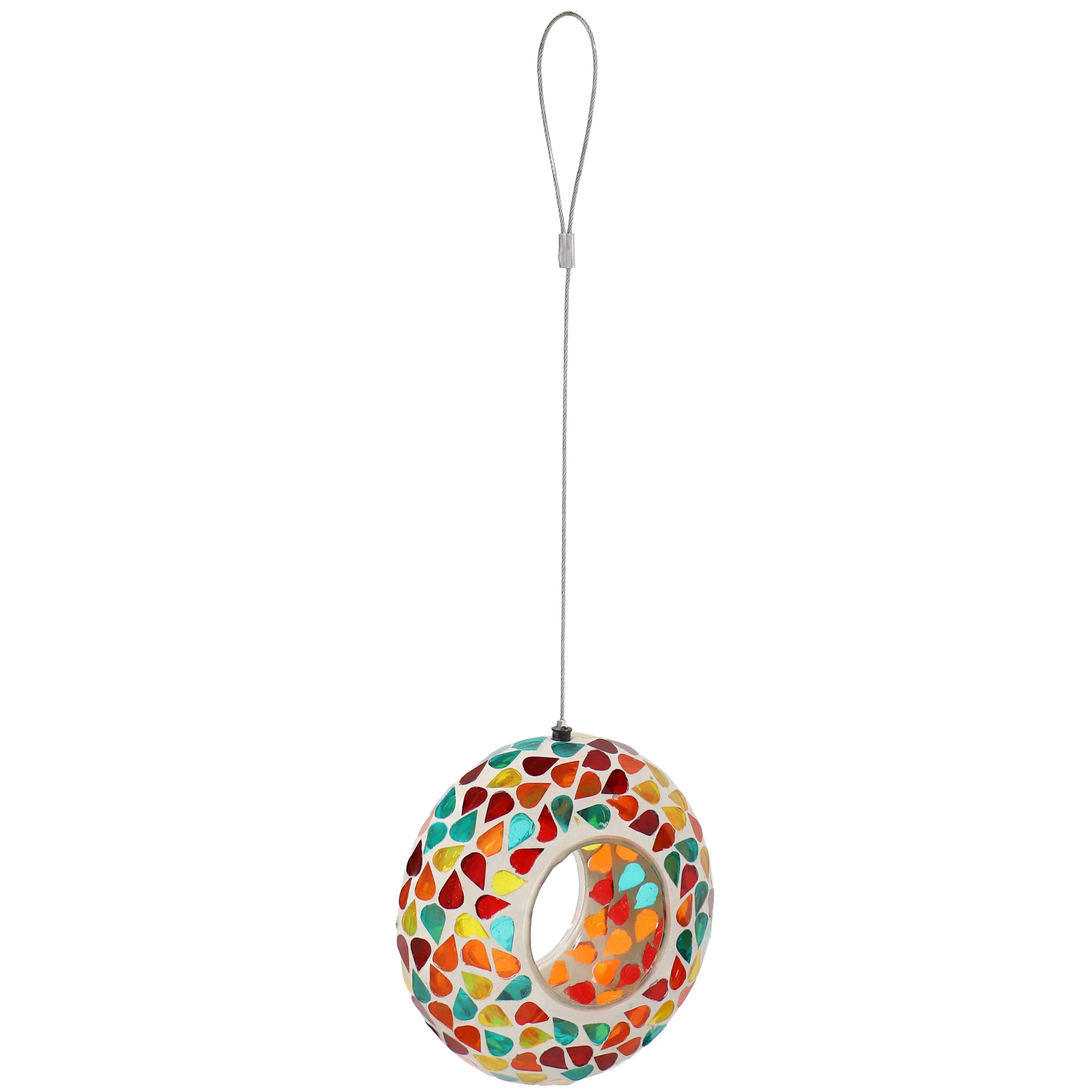 Sunnydaze Mosaic Fly-Through Hanging Bird Feeder - 6"