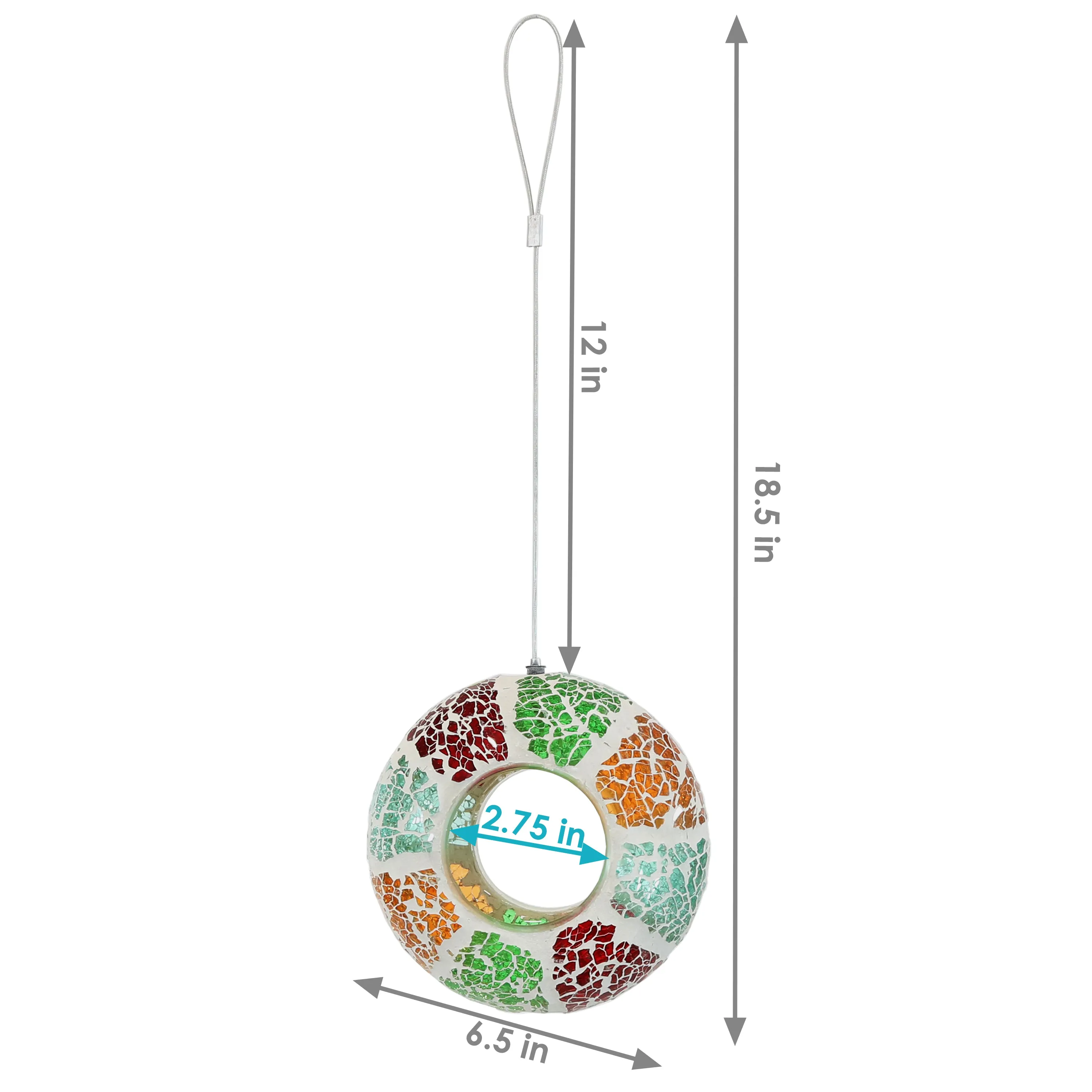 Sunnydaze Mosaic Fly-Through Hanging Bird Feeder - 6"