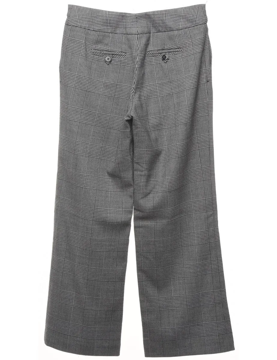 Talbots Grey & Black Dogtooth Check Trousers - W28 L28