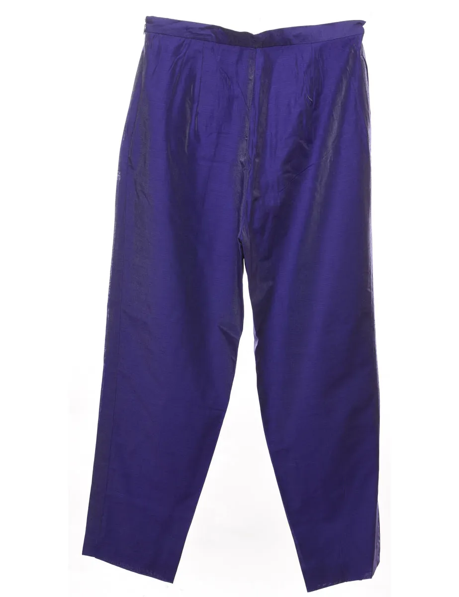 Tapered Purple Metallic Trousers - W30 L30