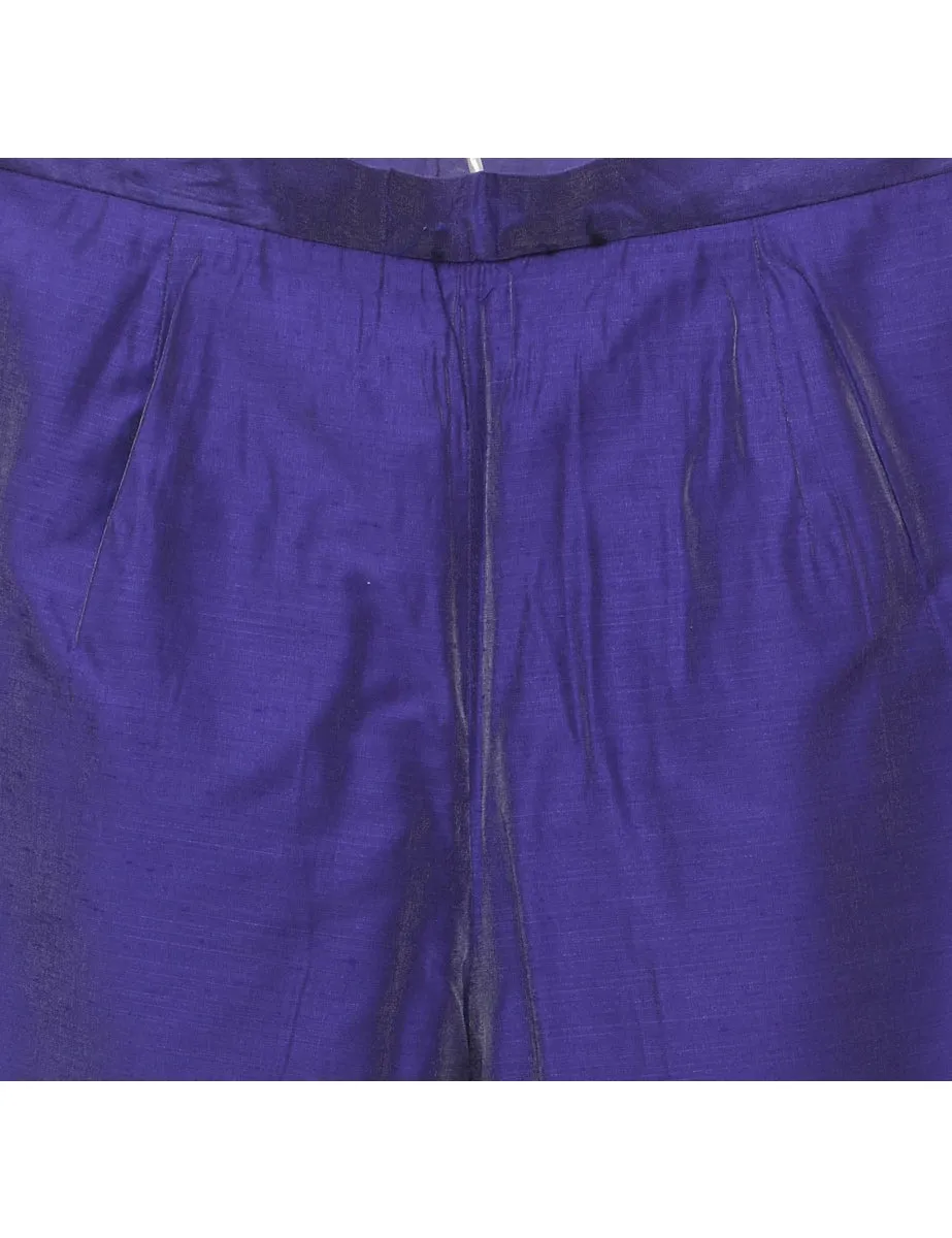 Tapered Purple Metallic Trousers - W30 L30