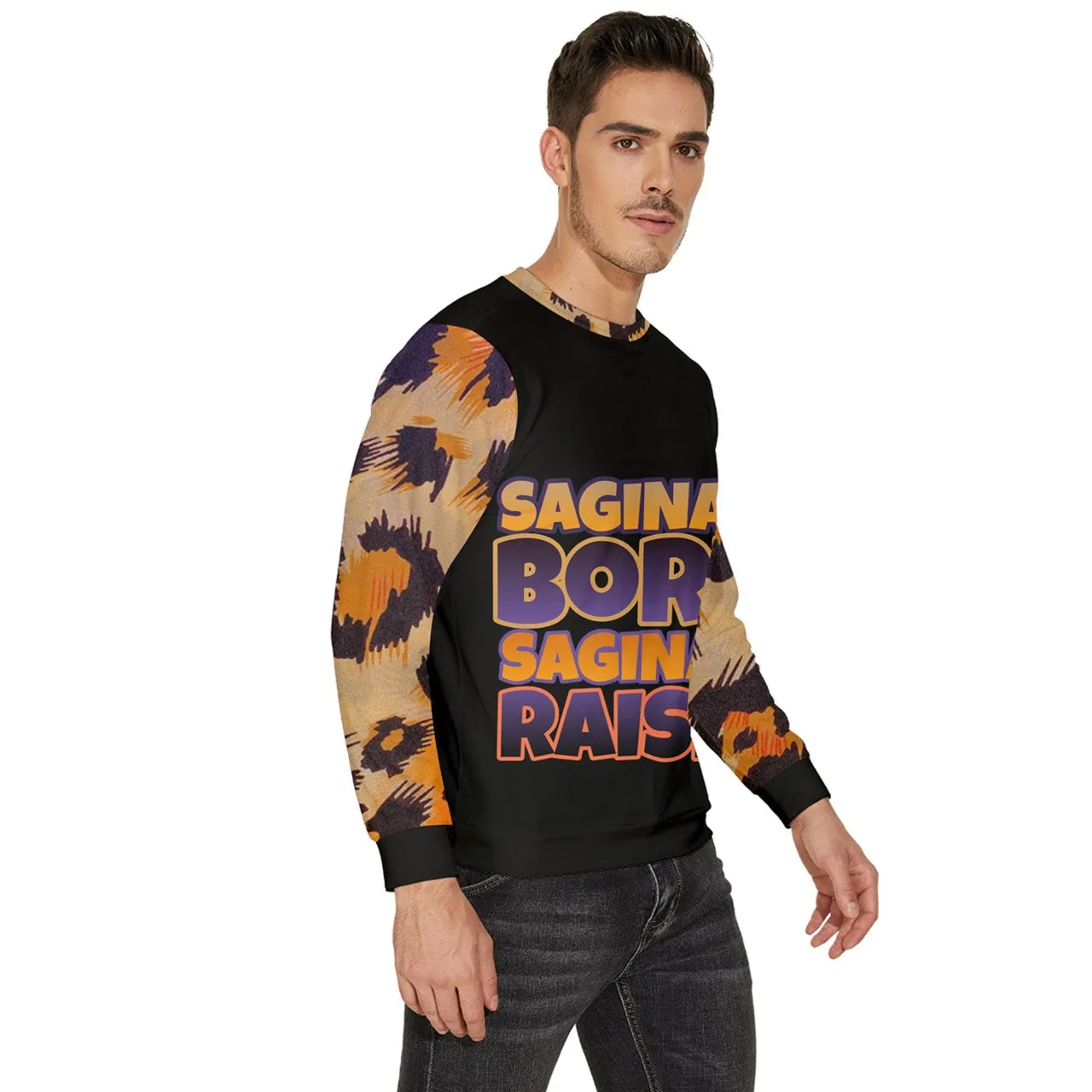 Tiger Print Unisex Saginaw Born & Raised Velour Sweatshirt