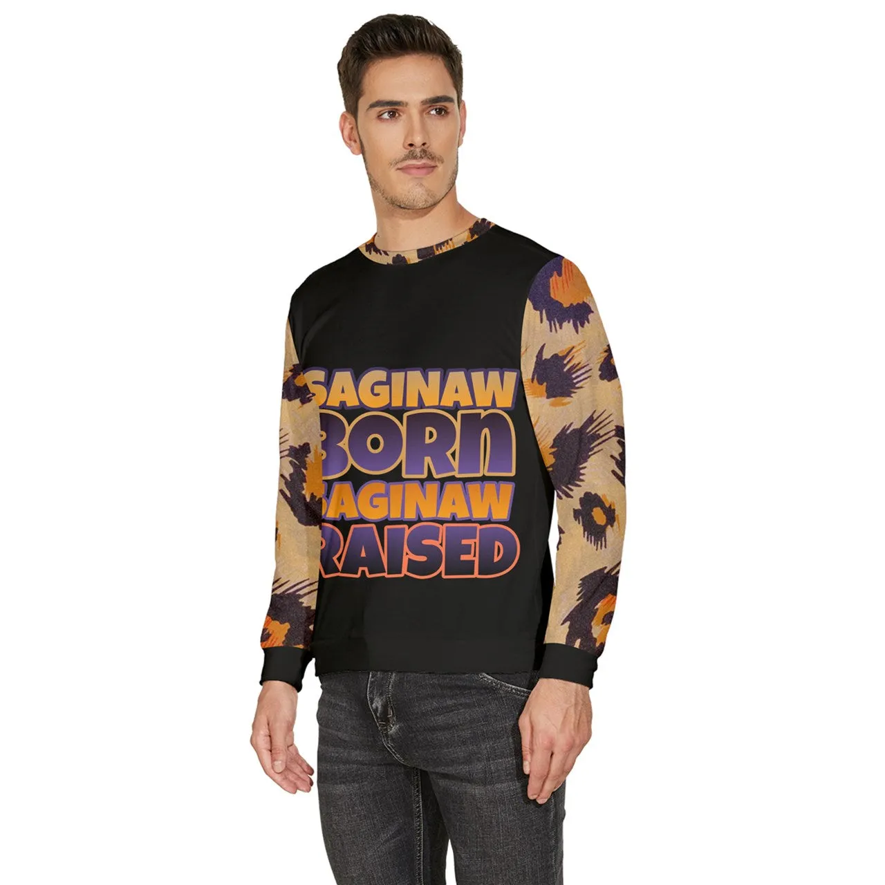 Tiger Print Unisex Saginaw Born & Raised Velour Sweatshirt