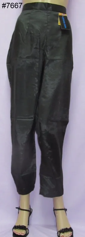 Trouser 7667 Black Silk Crepe Pencil Pant Career Wear