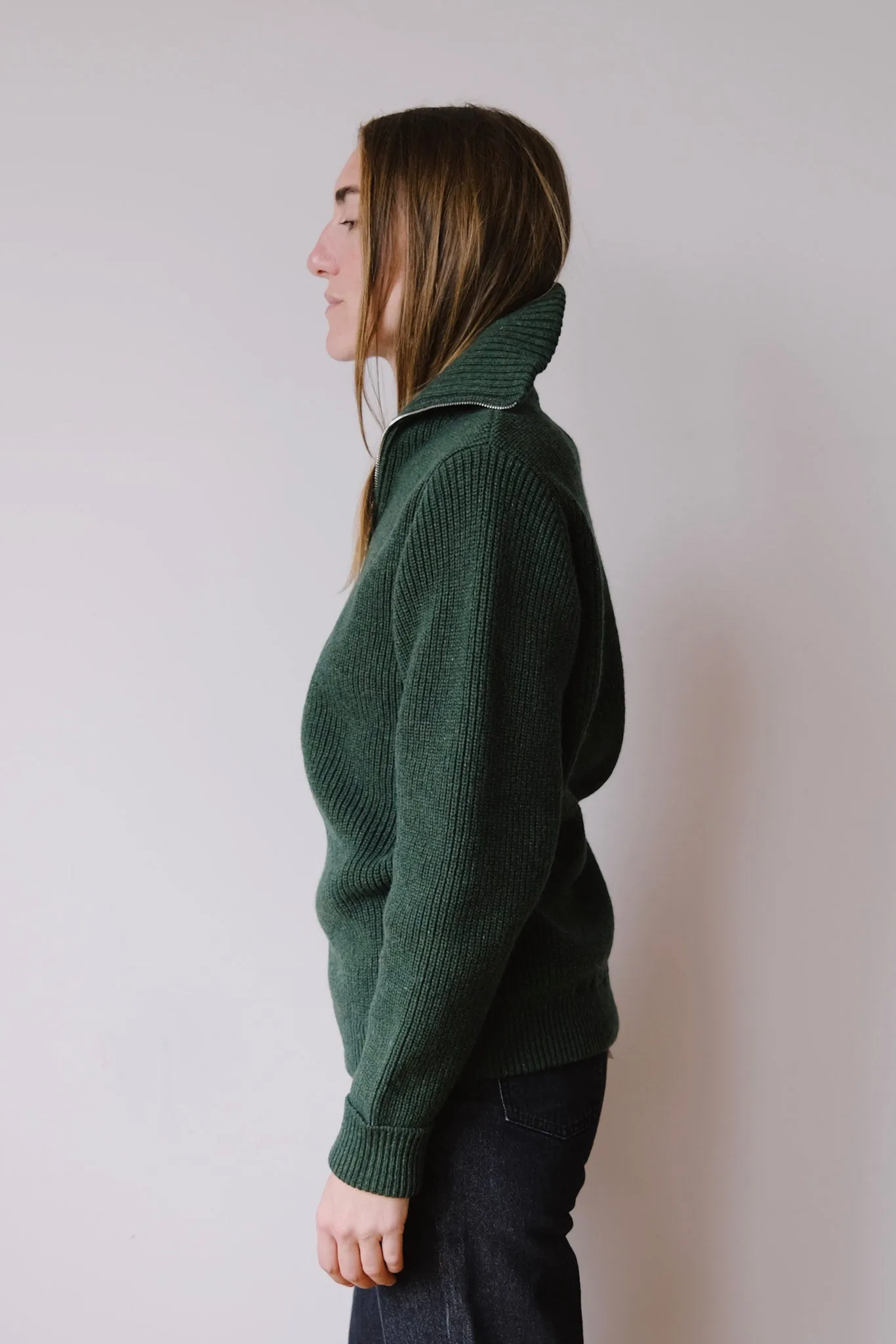 unisex knit troyer - moss green