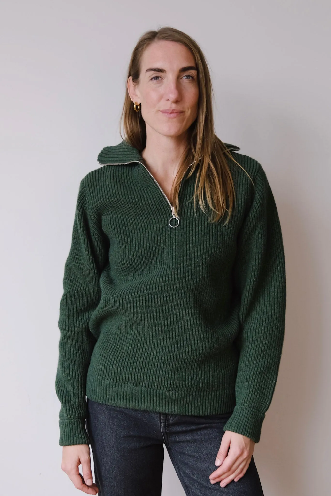 unisex knit troyer - moss green