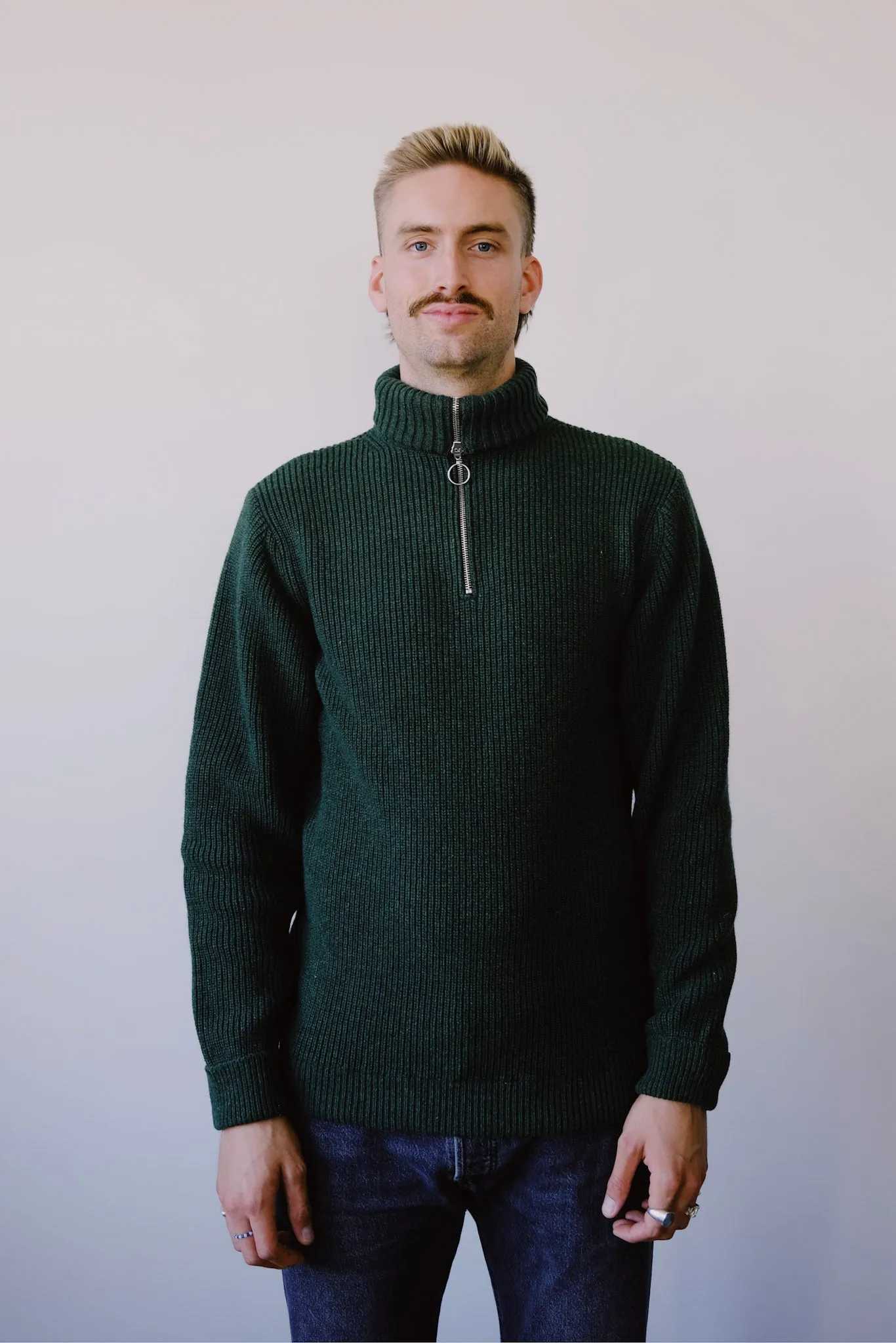 unisex knit troyer - moss green