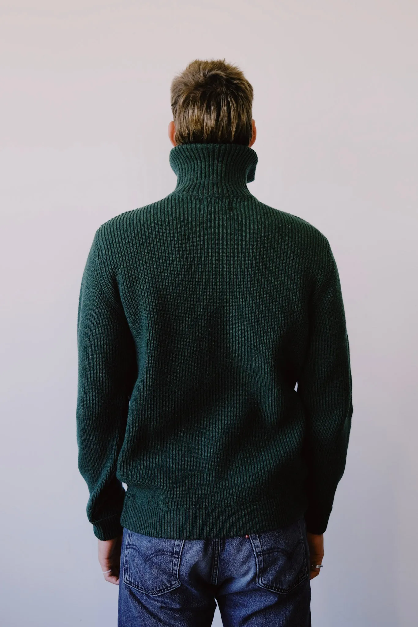 unisex knit troyer - moss green