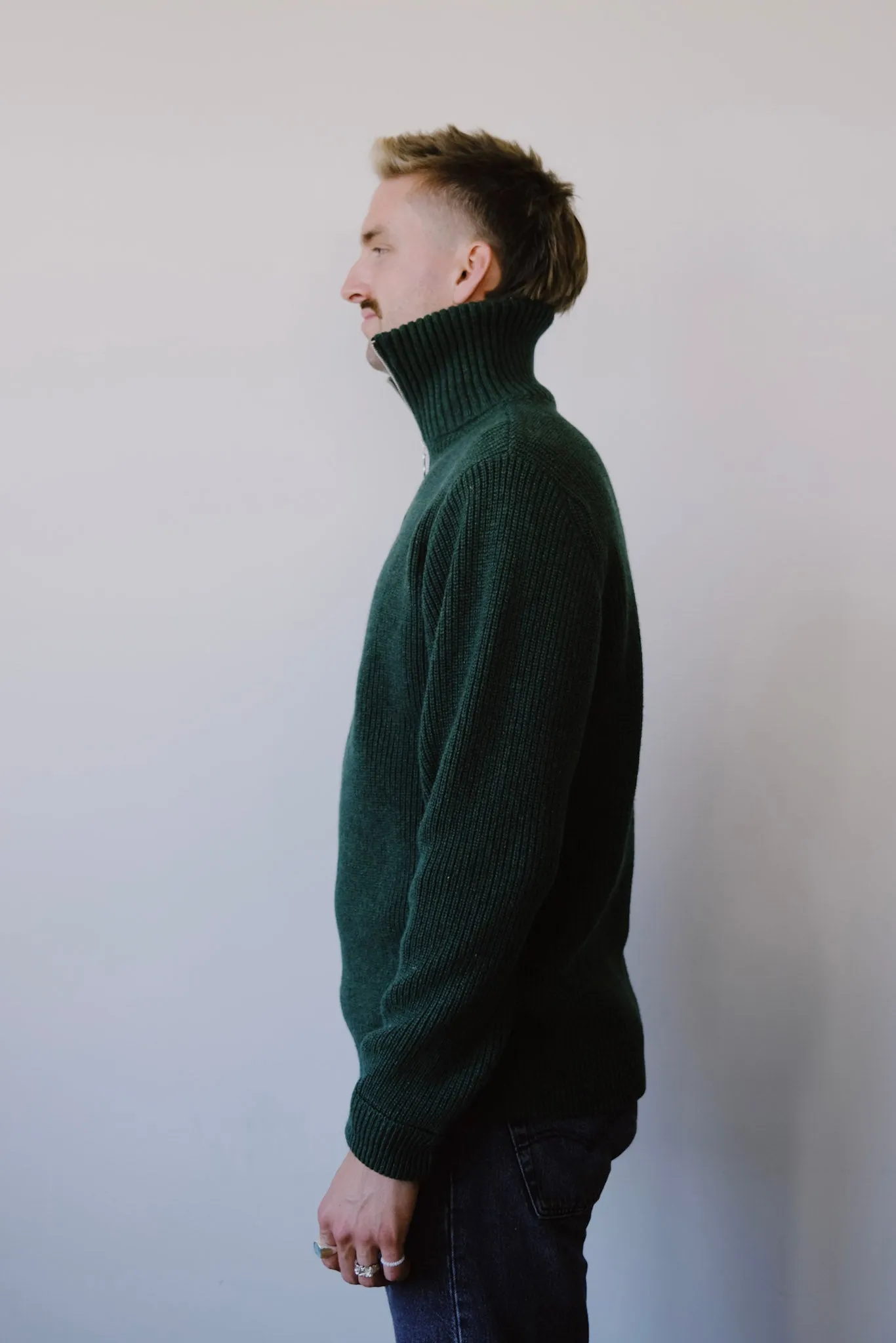 unisex knit troyer - moss green