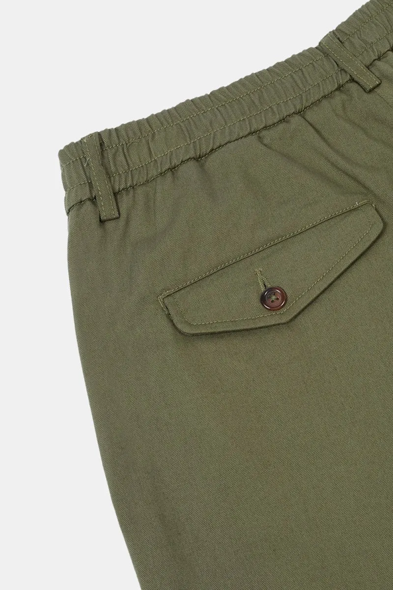 Universal Works Pleated Track Pant (Light Olive Twill)