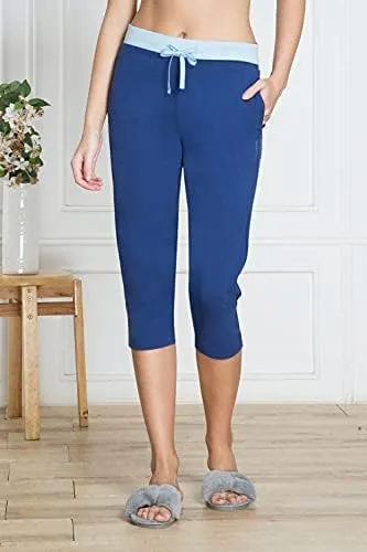 Van Heusen Women Lounge Capris - Drawstring Waist, Reflective Trim_55309_Twilight Blue_L