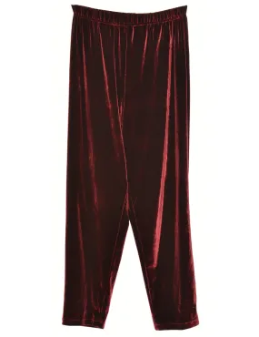 Velvet Fabric Maroon Trousers - W30 L35