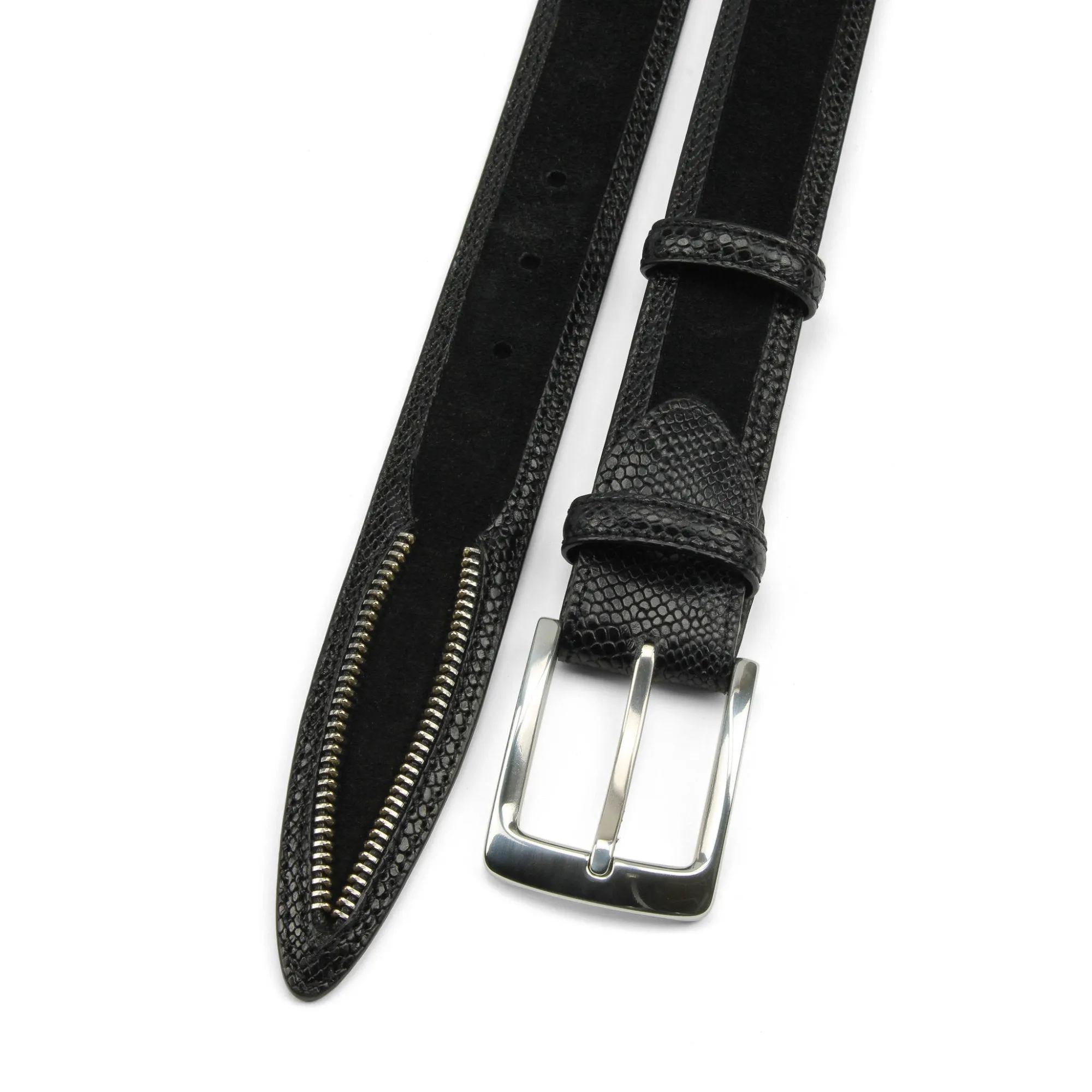 Vicious Black Zip Detail Belt