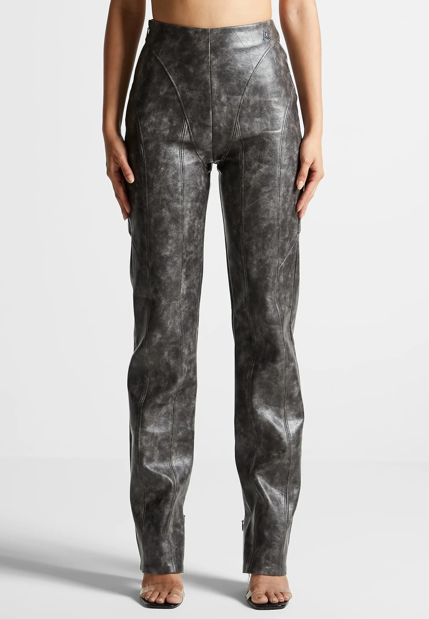 Vintage Leather Trousers - Grey