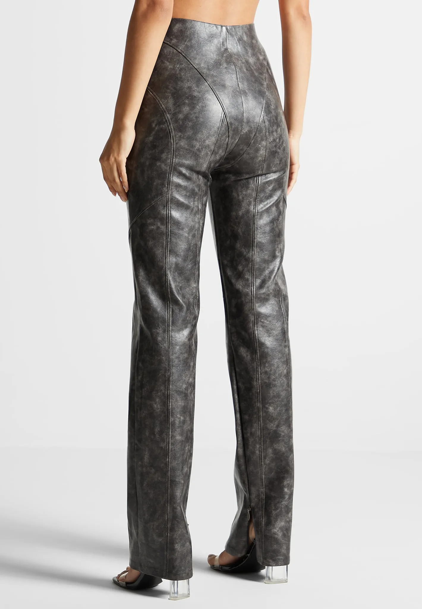 Vintage Leather Trousers - Grey