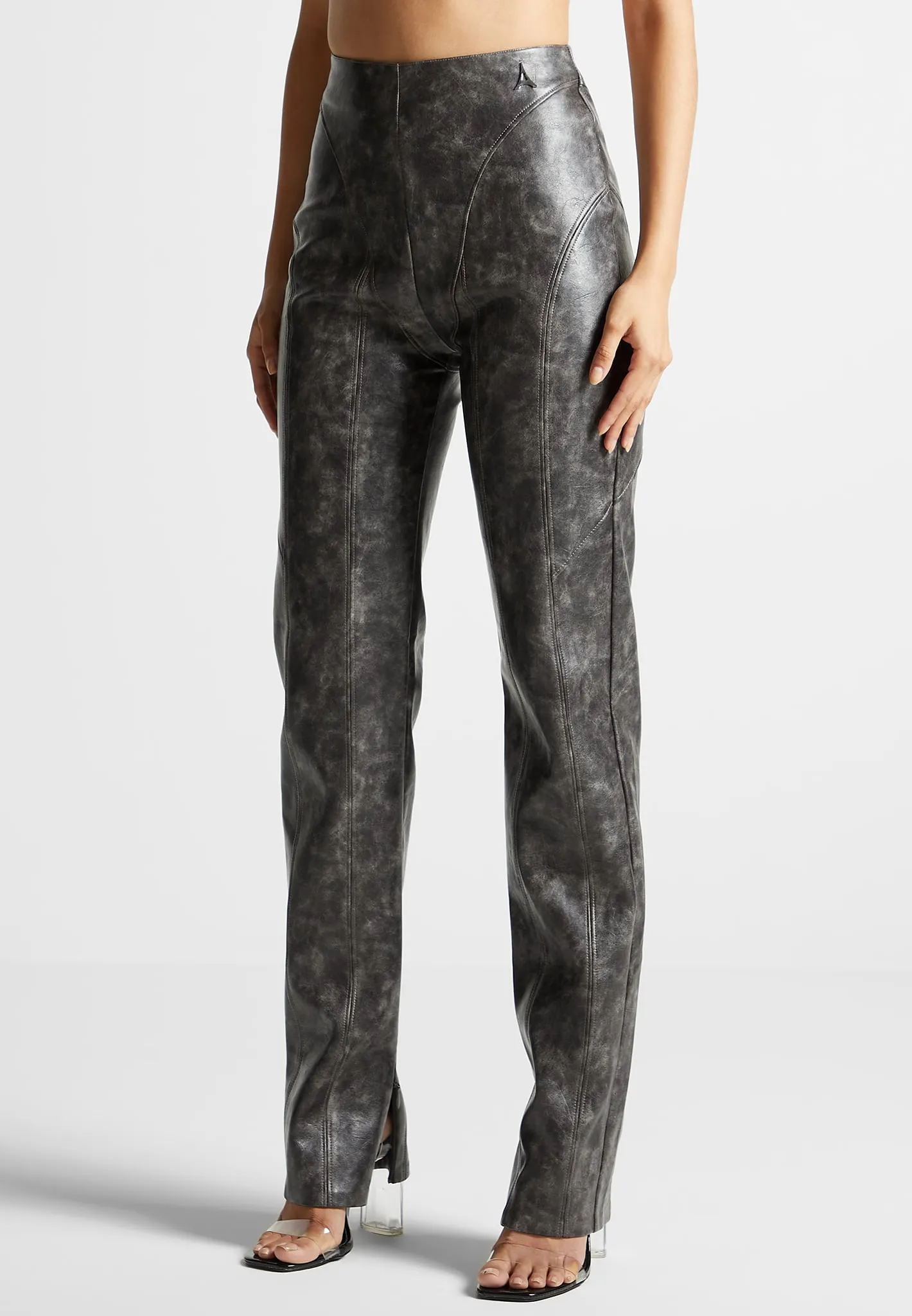 Vintage Leather Trousers - Grey