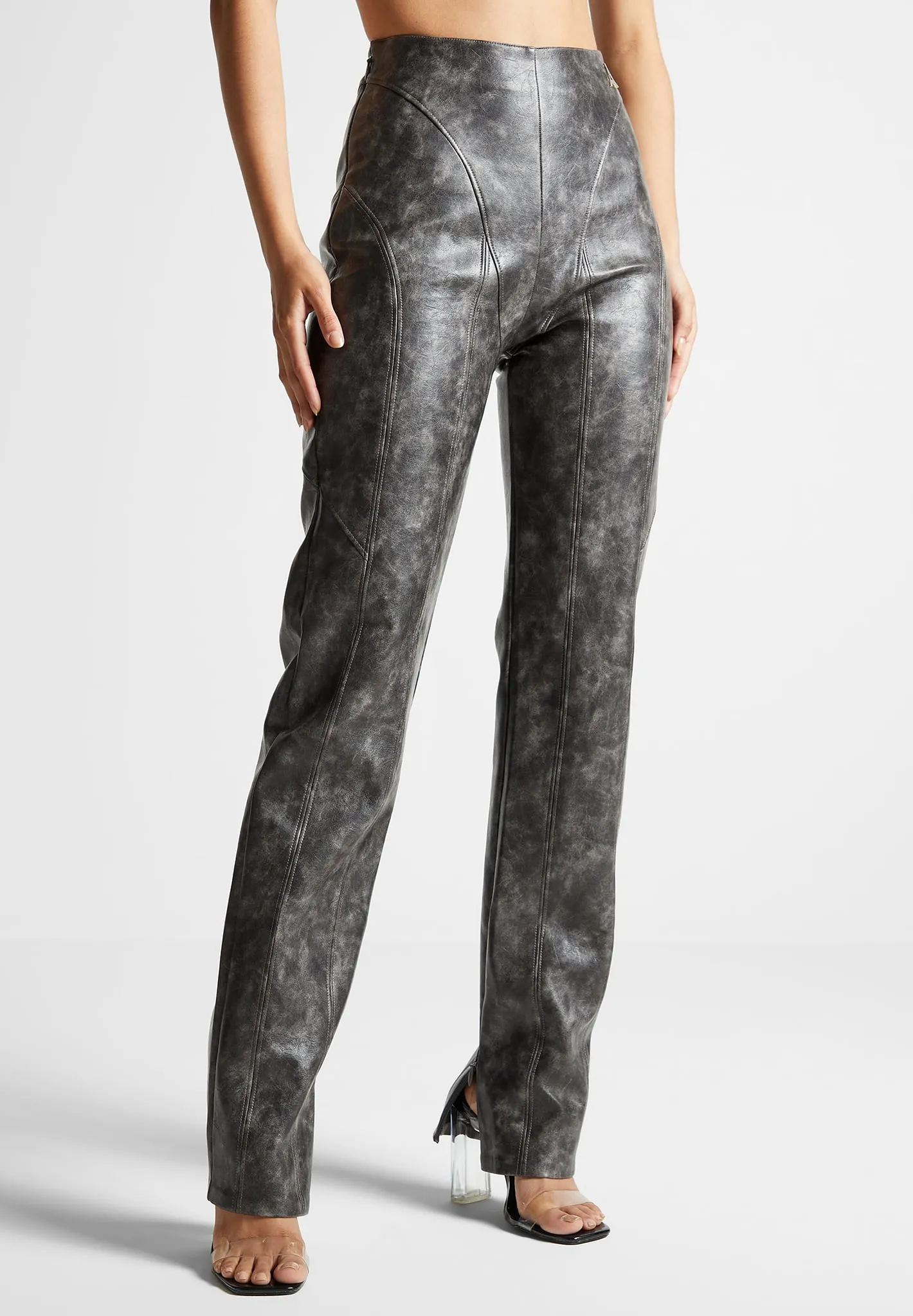 Vintage Leather Trousers - Grey