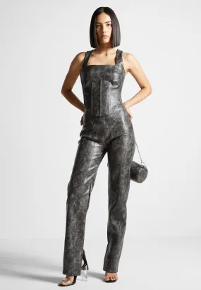 Vintage Leather Trousers - Grey