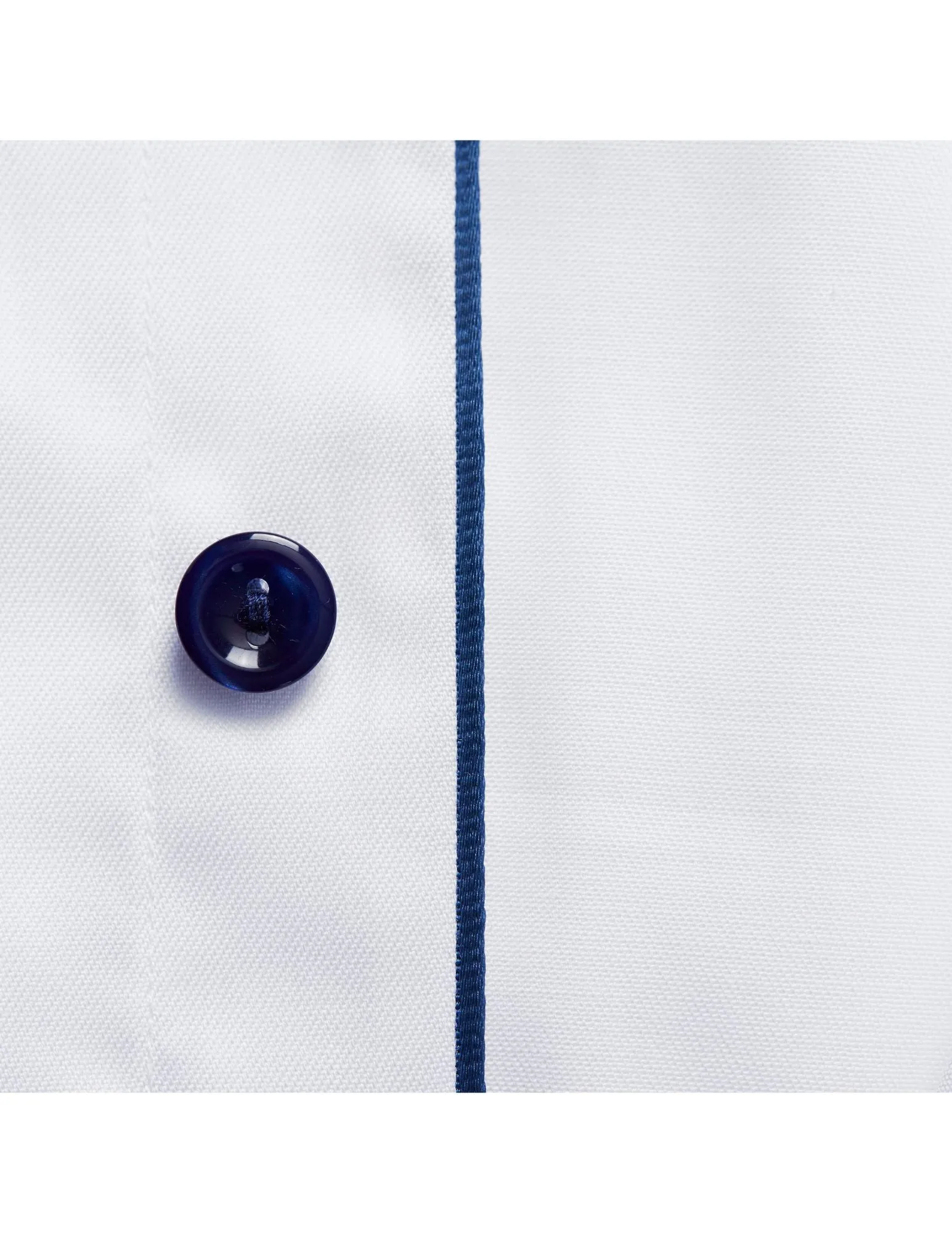 White Twill Shirt with Navy Details | Contemporary Fit