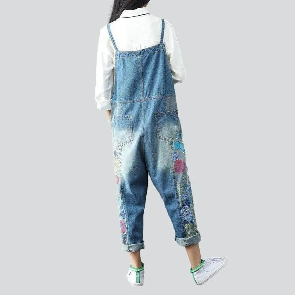 Women's overall painted with flowers