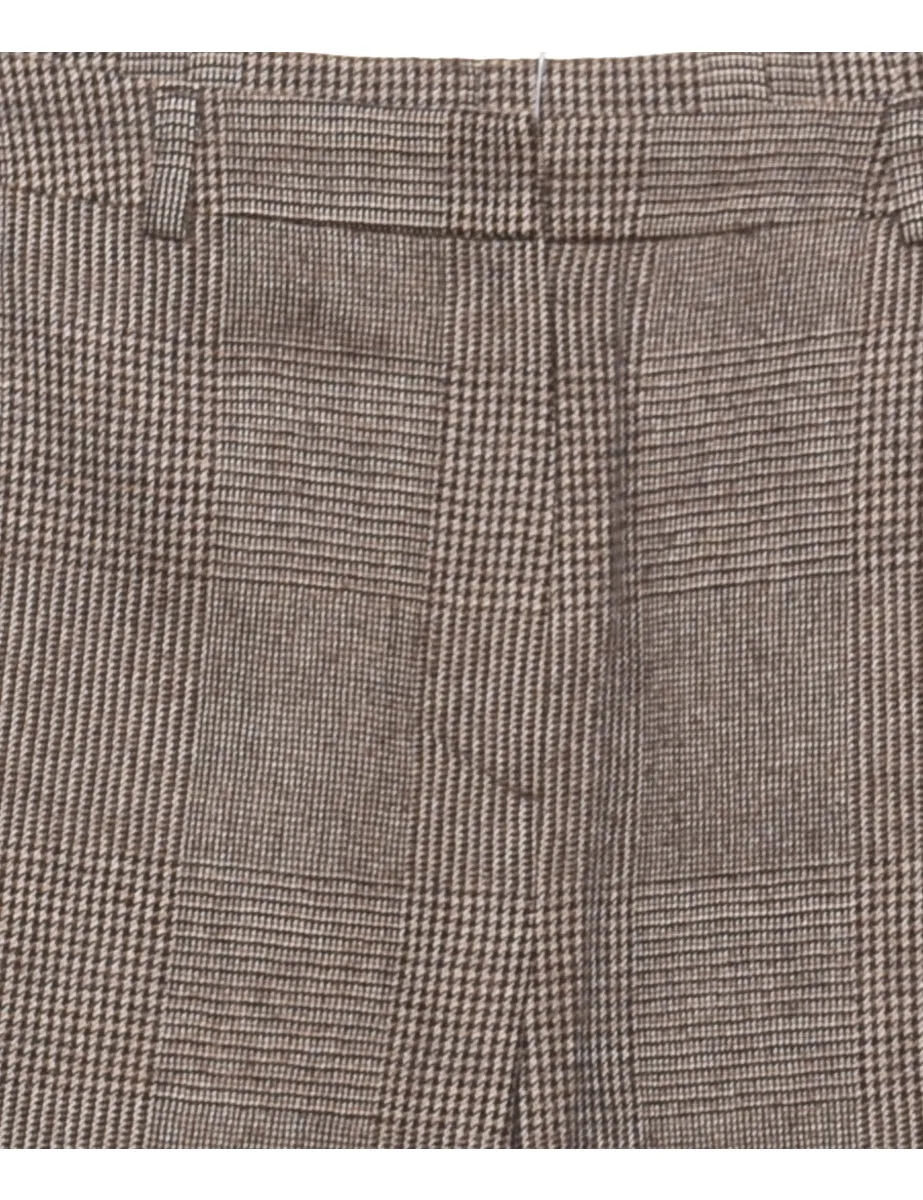 Wool Talbots Light Brown Checked Trousers - W28 L31