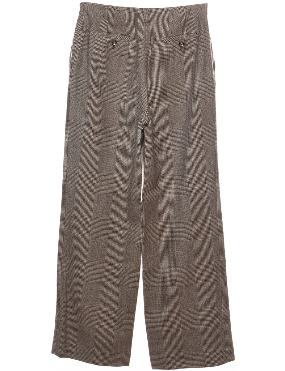 Wool Talbots Light Brown Checked Trousers - W28 L31