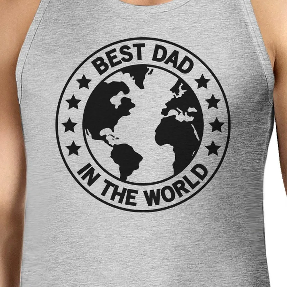 World Best Dad Mens Grey Sleeveless Tee Unique