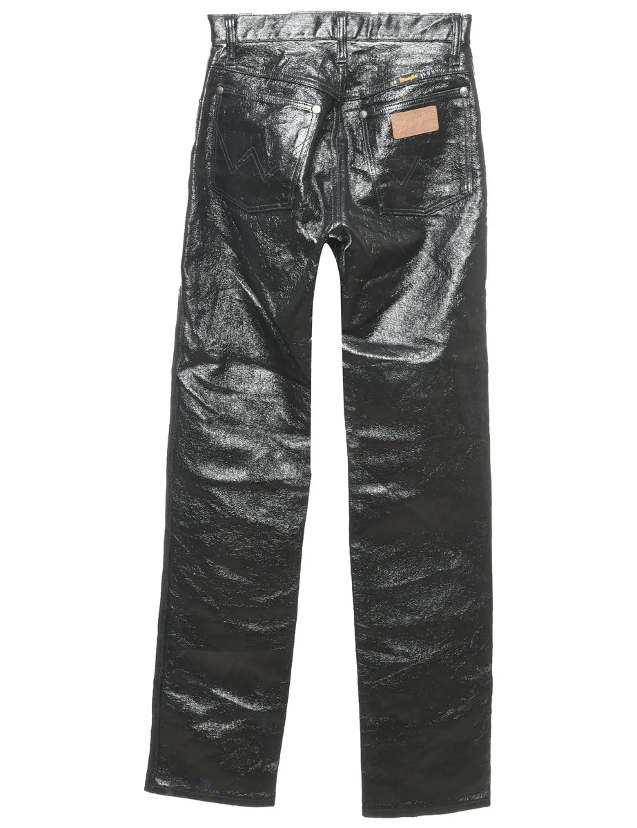 Wrangler Black Faux Leather Trousers - W26 L33